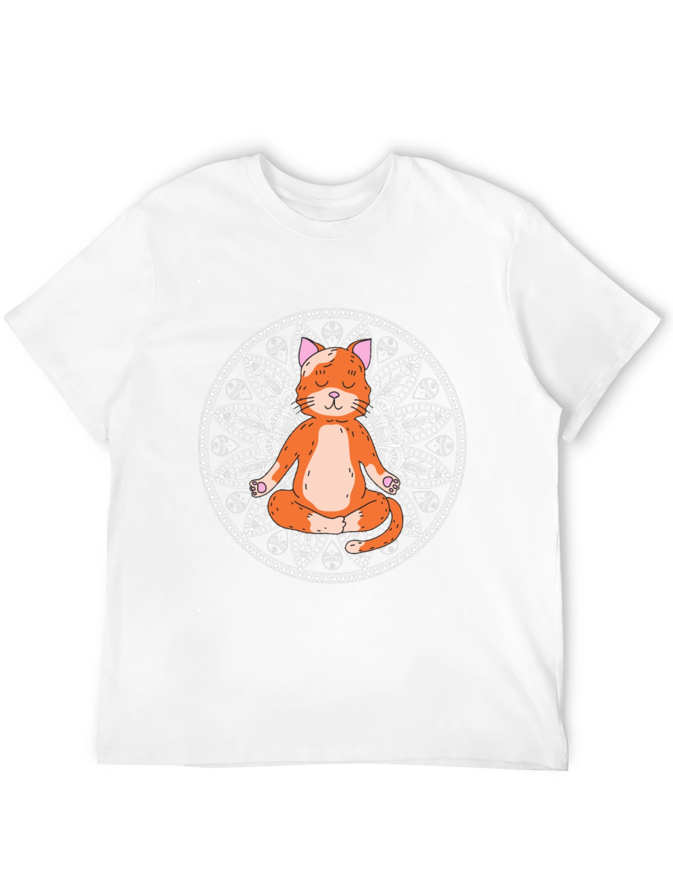Yoga Cat Mandala Black T-Shirt - Meditating Feline