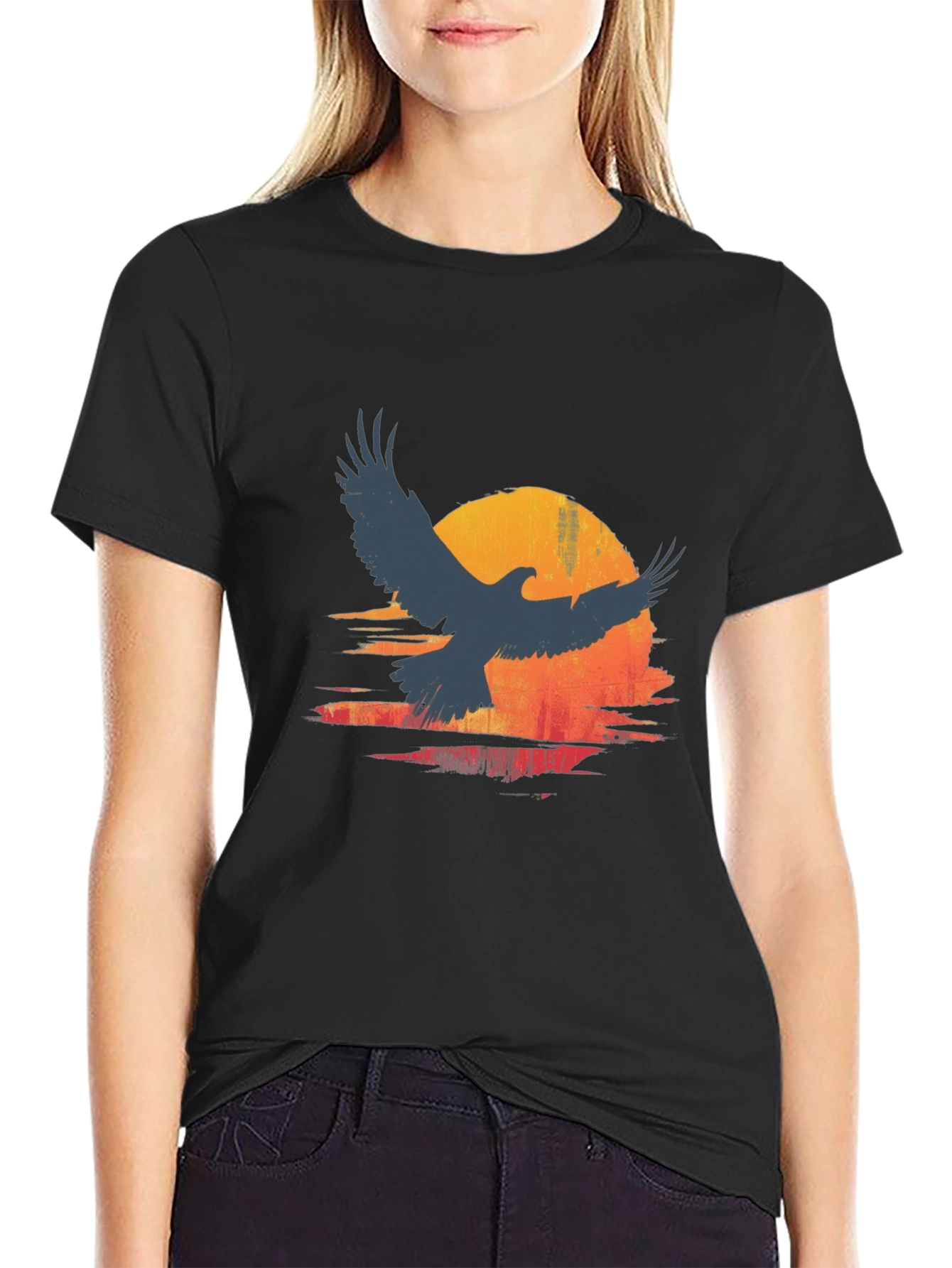 Eagle Sunset Graphic Print Tee - Stylish Mens T-Shirt