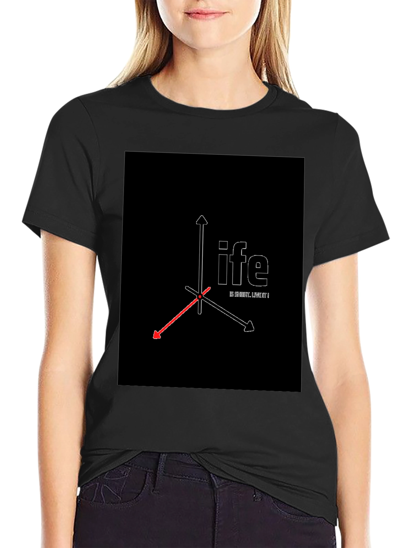 Geometric Life Print Black T-Shirt