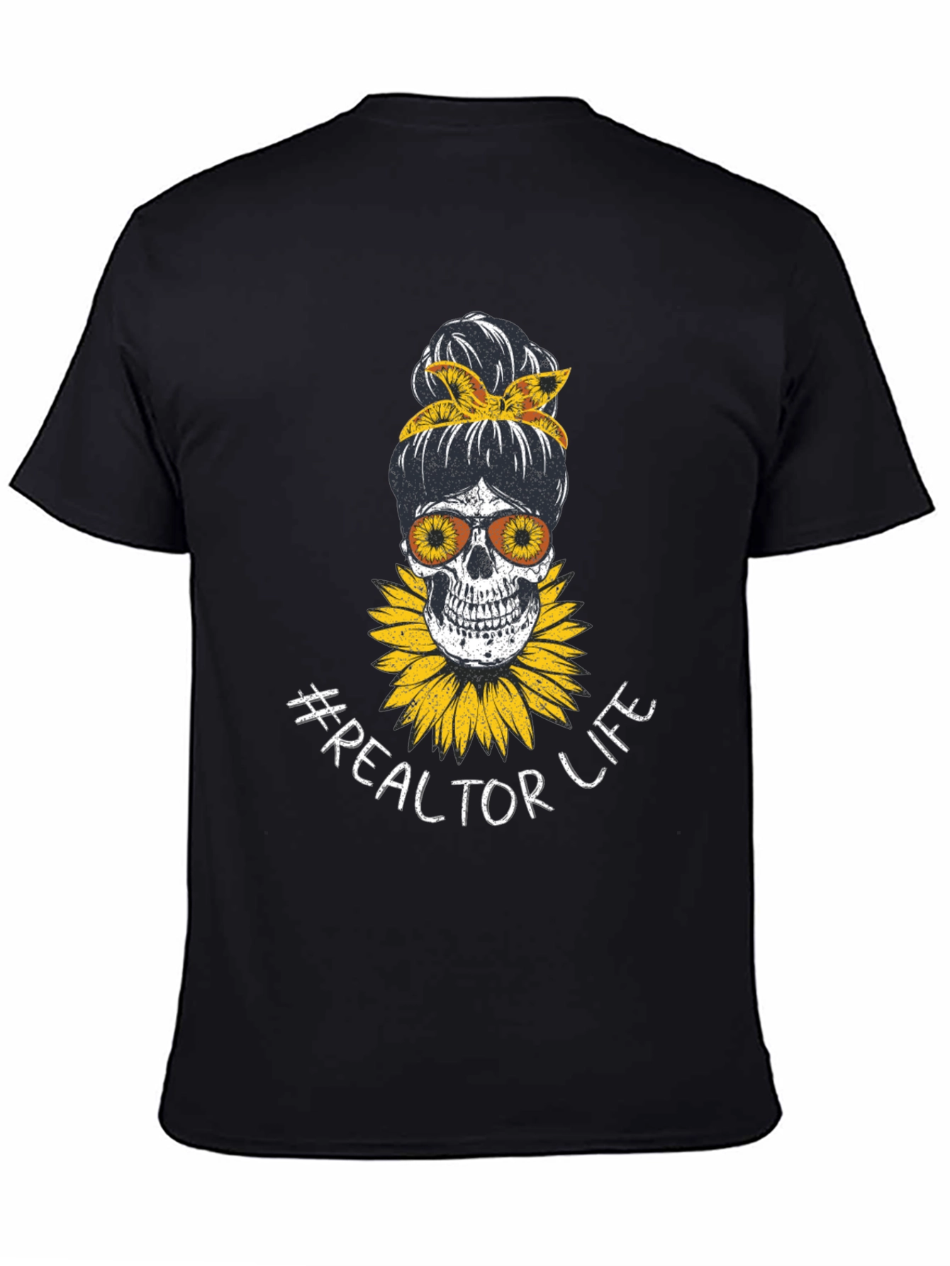 Realtor Life Skull Sunflower Graphic T-Shirt