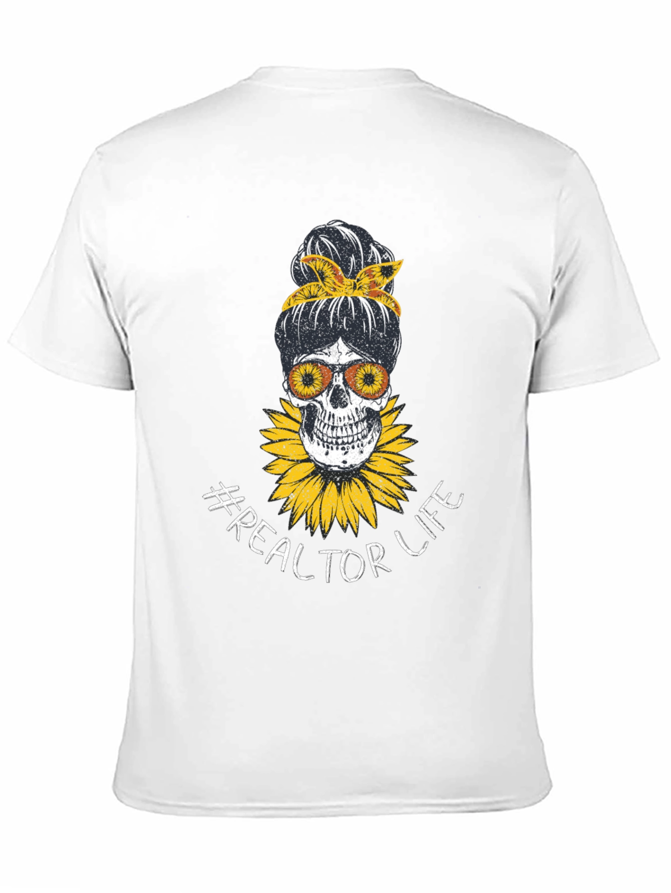 Realtor Life Skull Sunflower Graphic T-Shirt