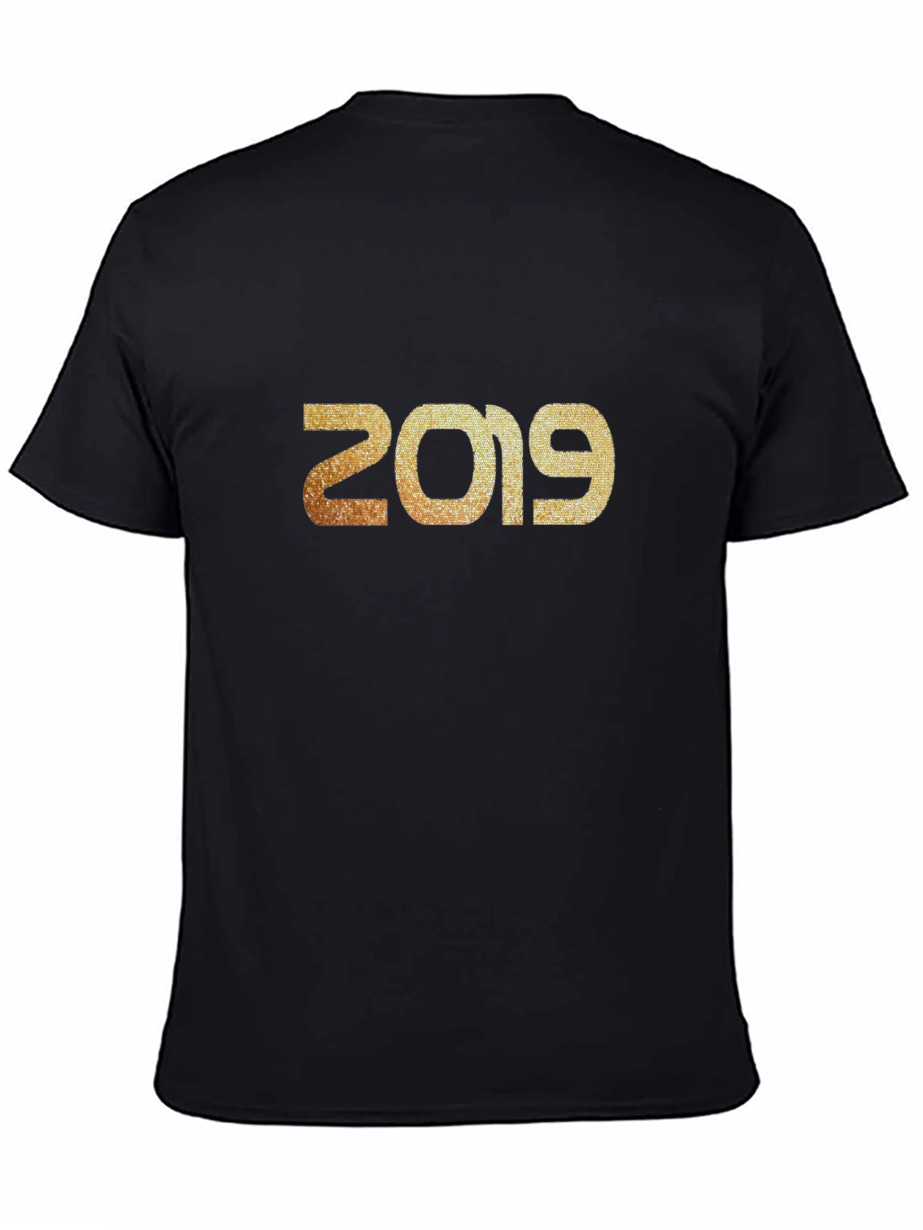 2019 Glitter Print Black T-Shirt