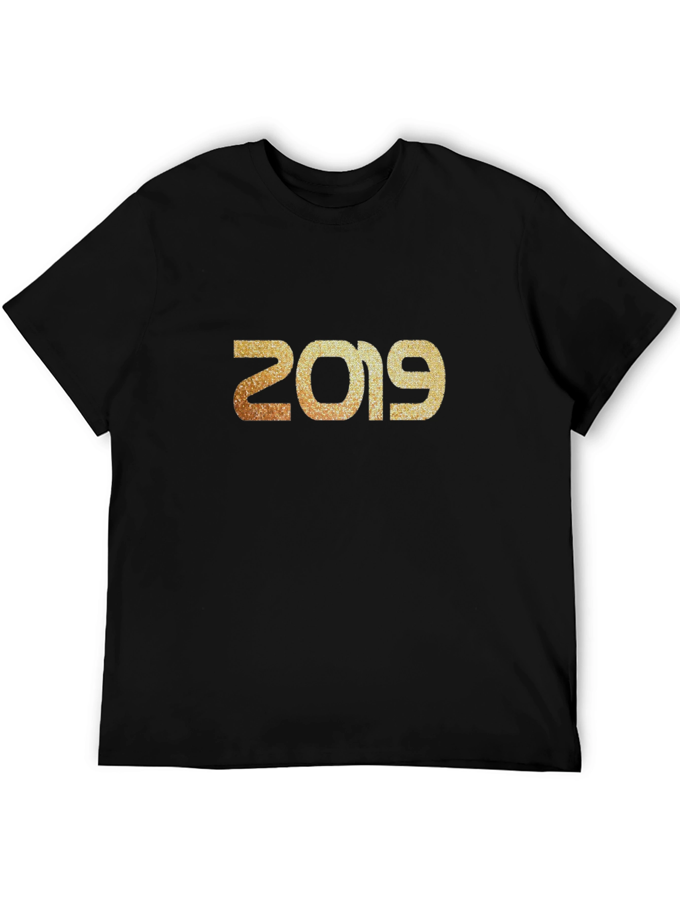 2019 Glitter Print Black T-Shirt