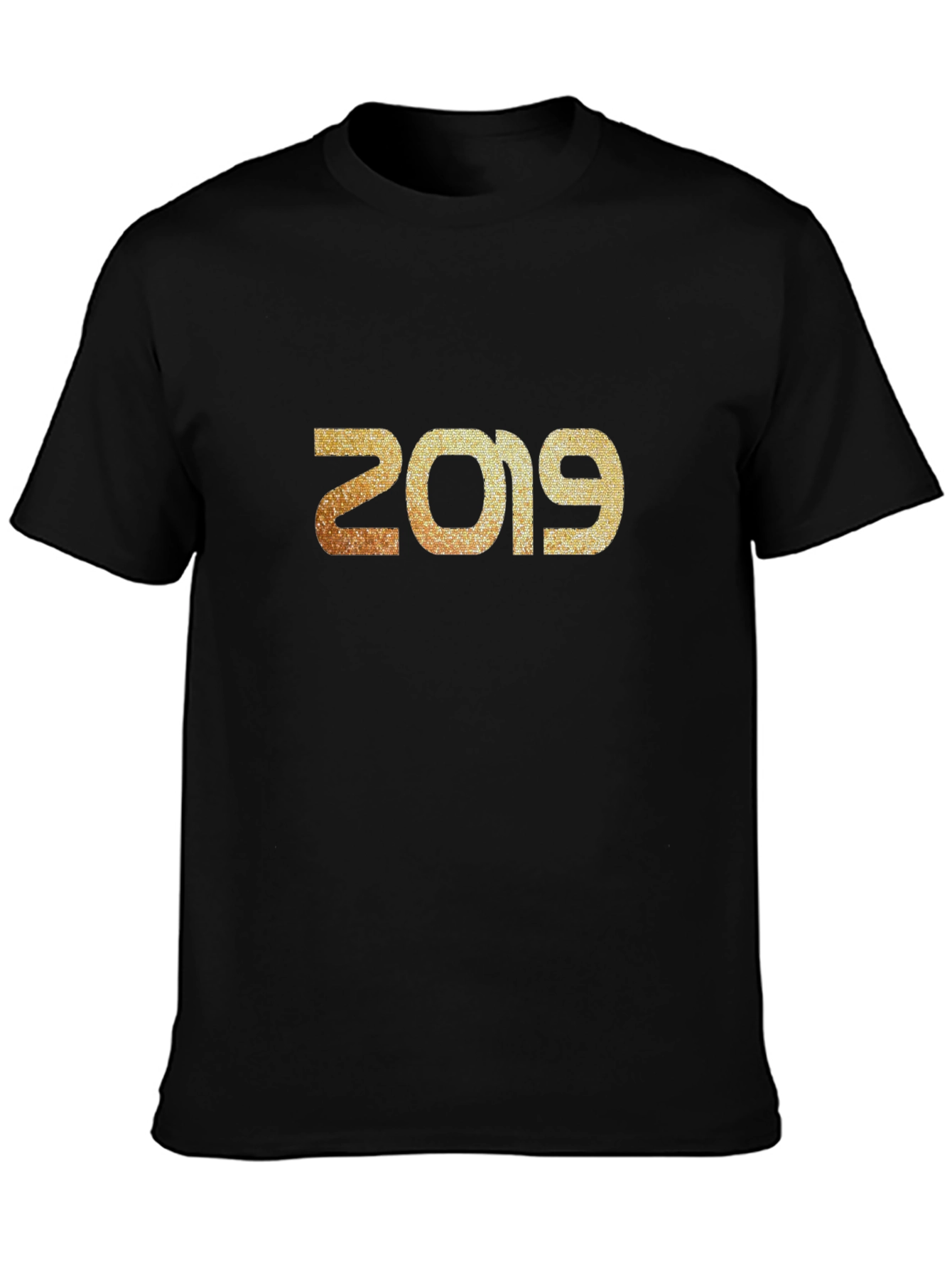 2019 Glitter Print Black T-Shirt