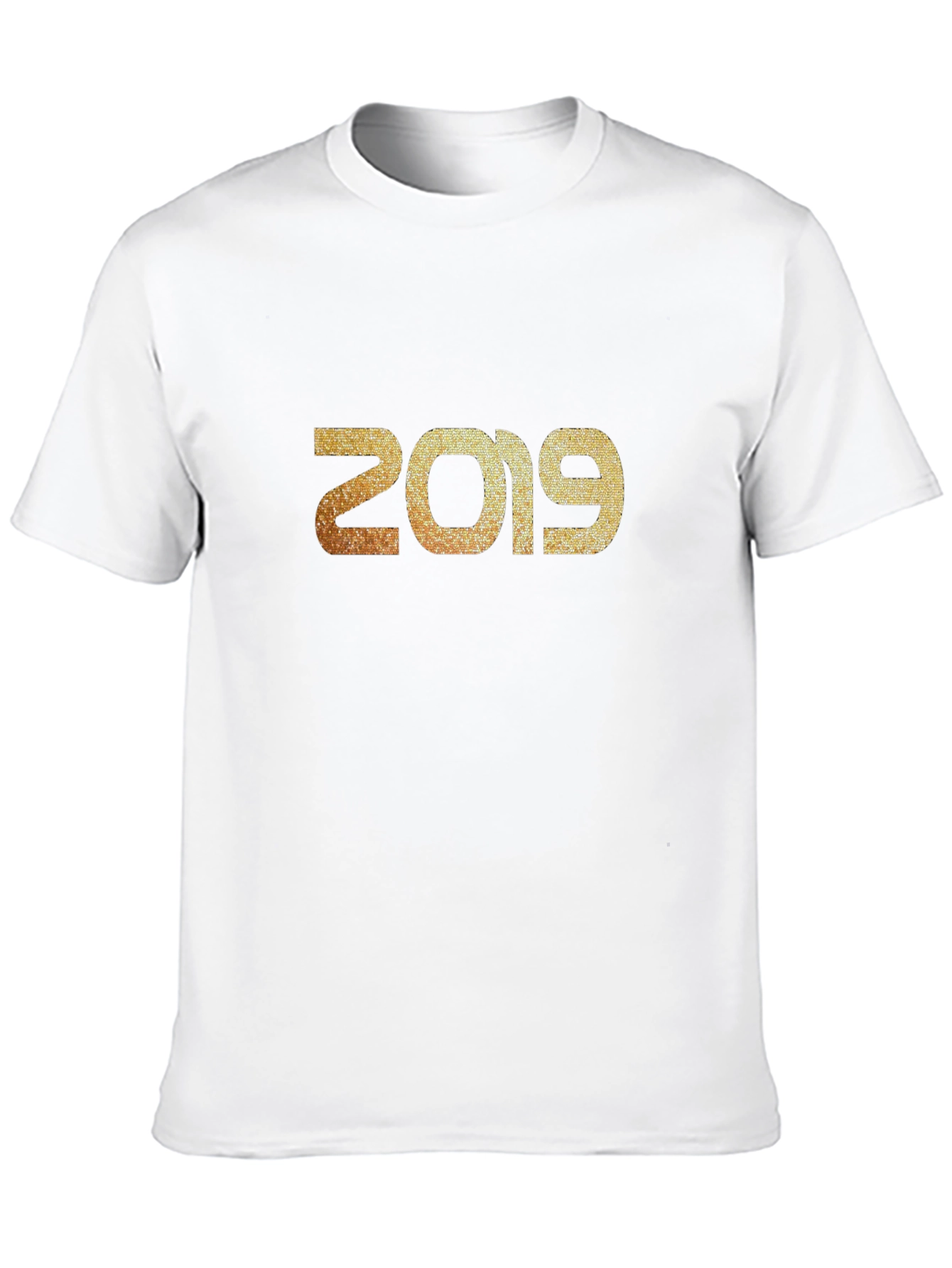 2019 Glitter Print Black T-Shirt