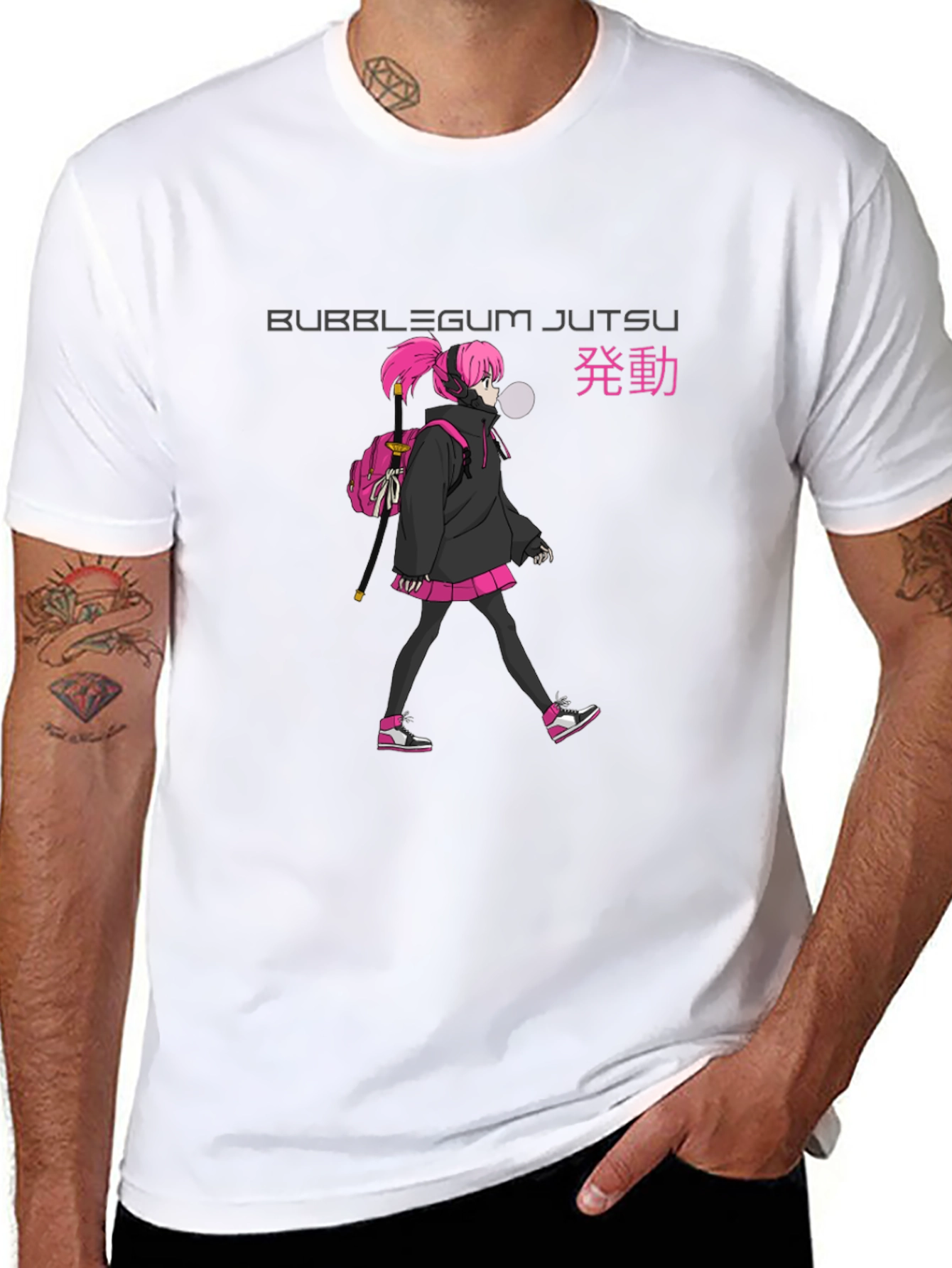 Bubblegum Jutsu Anime Style Black T-Shirt
