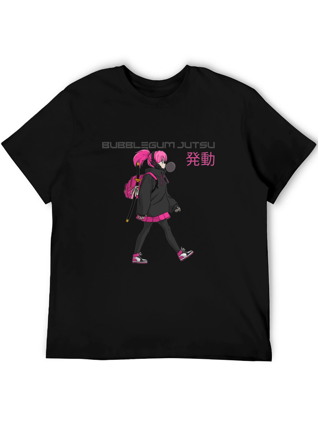 Bubblegum Jutsu Anime Style Black T-Shirt