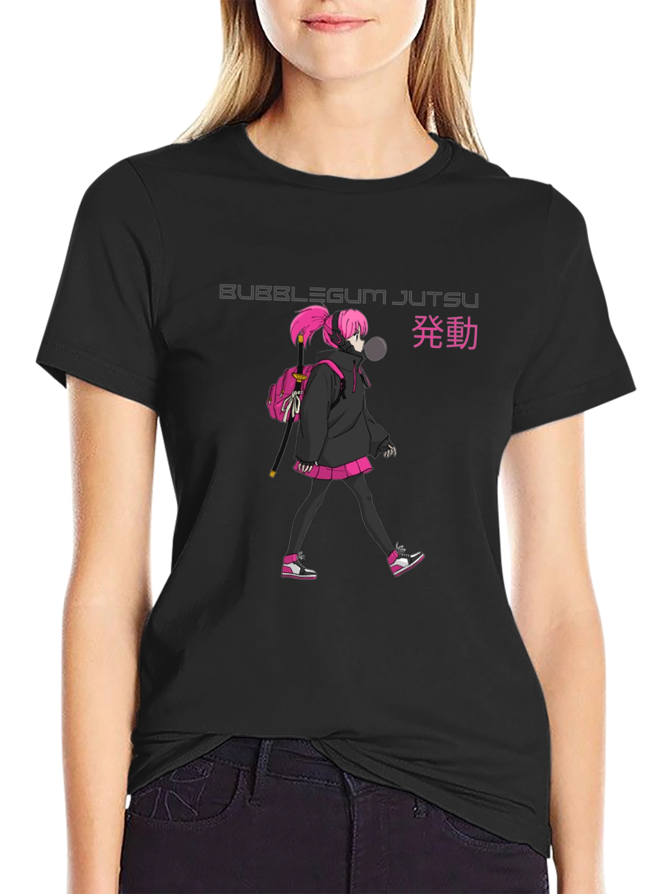 Bubblegum Jutsu Anime Style Black T-Shirt