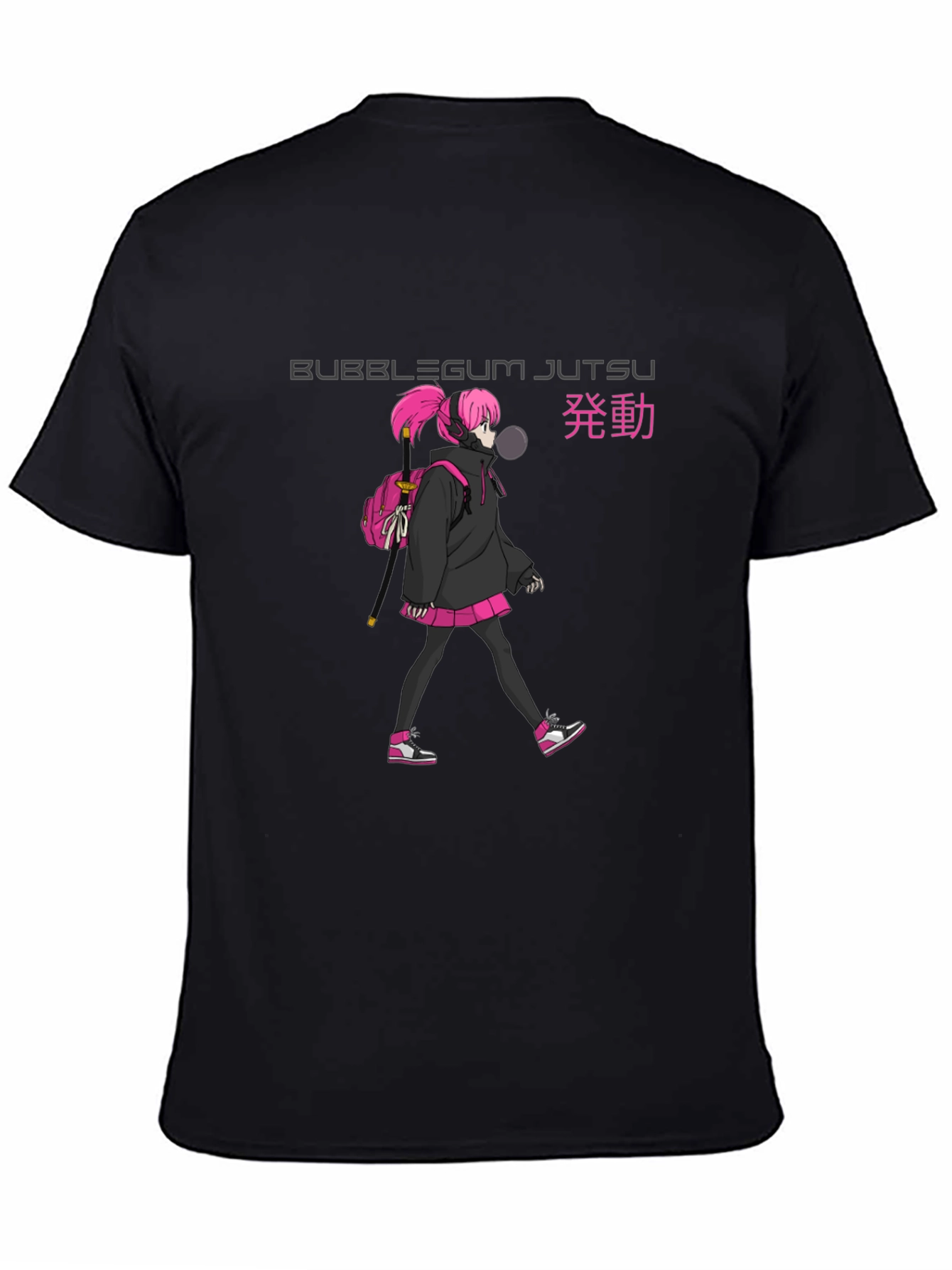 Bubblegum Jutsu Anime Style Black T-Shirt