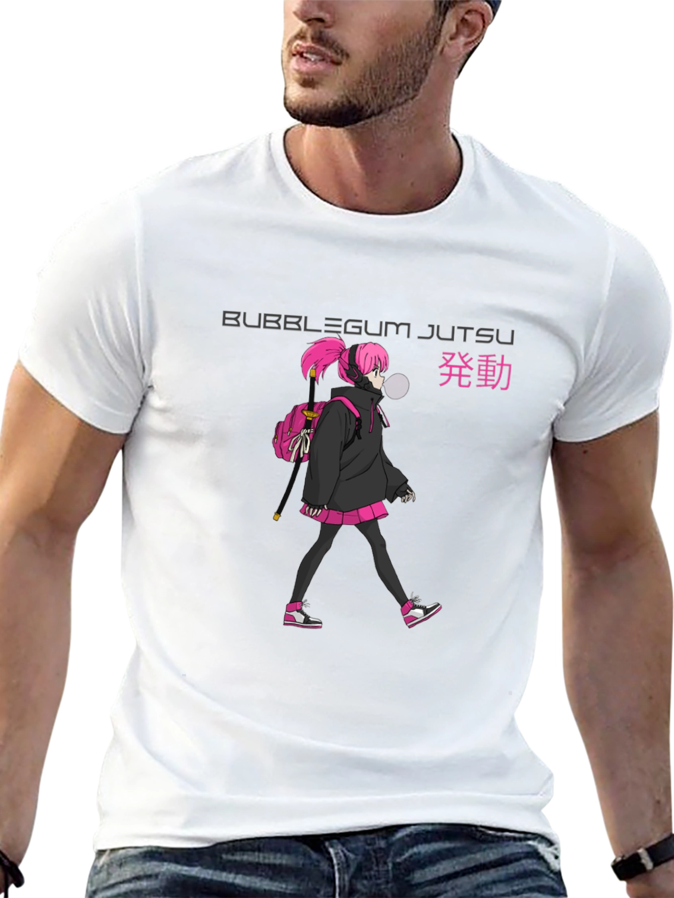 Bubblegum Jutsu Anime Style Black T-Shirt