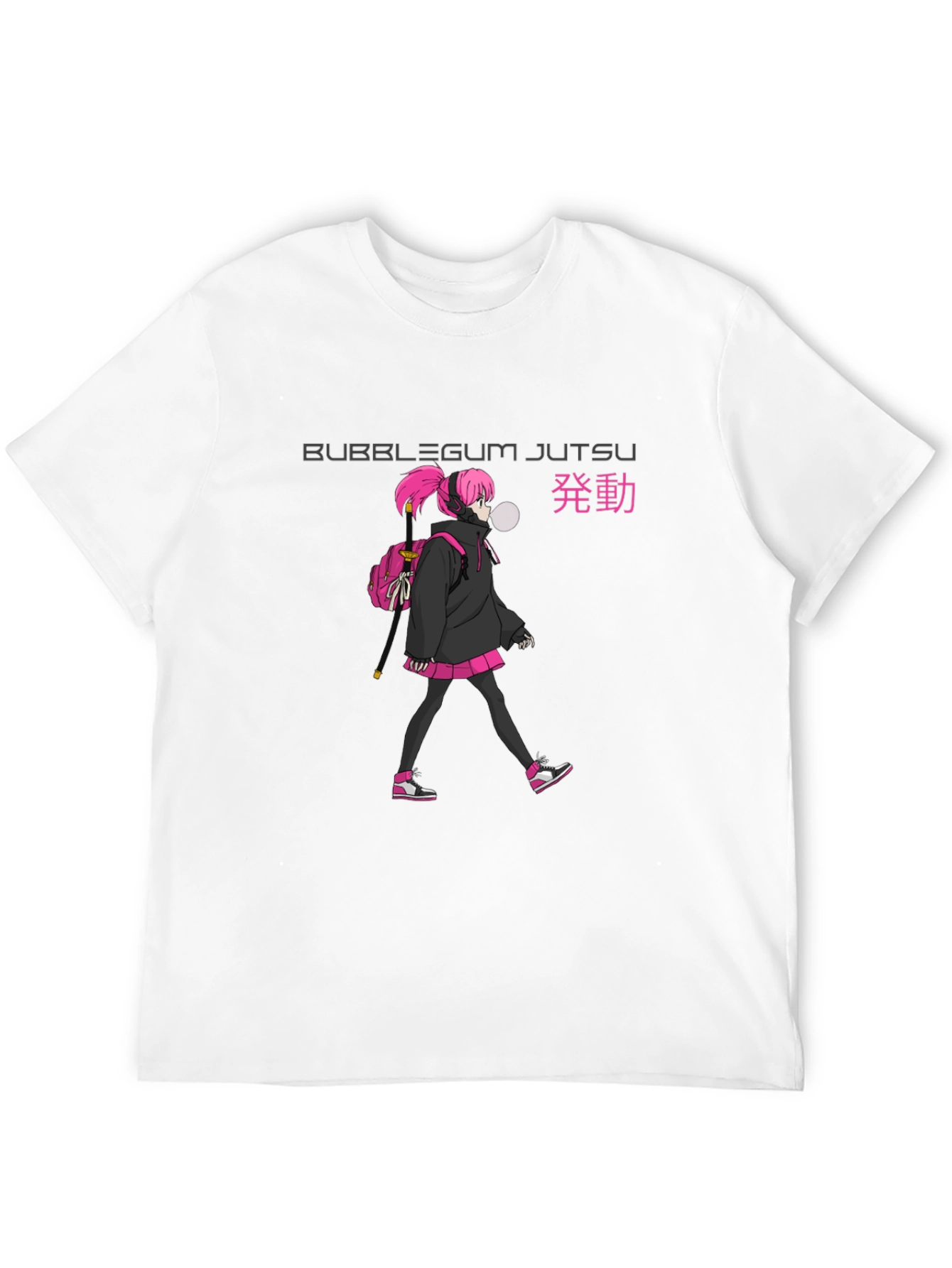 Bubblegum Jutsu Anime Style Black T-Shirt