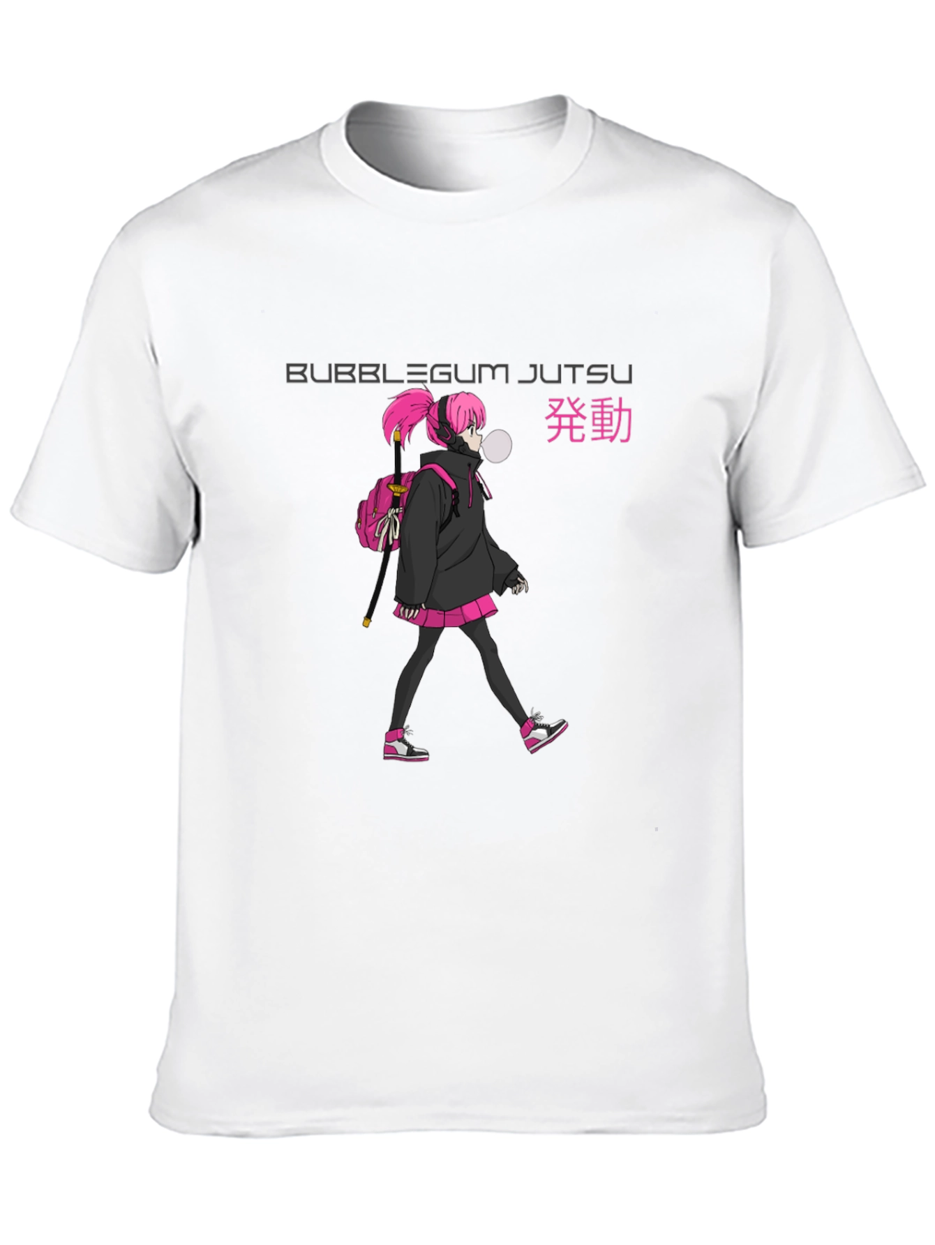 Bubblegum Jutsu Anime Style Black T-Shirt