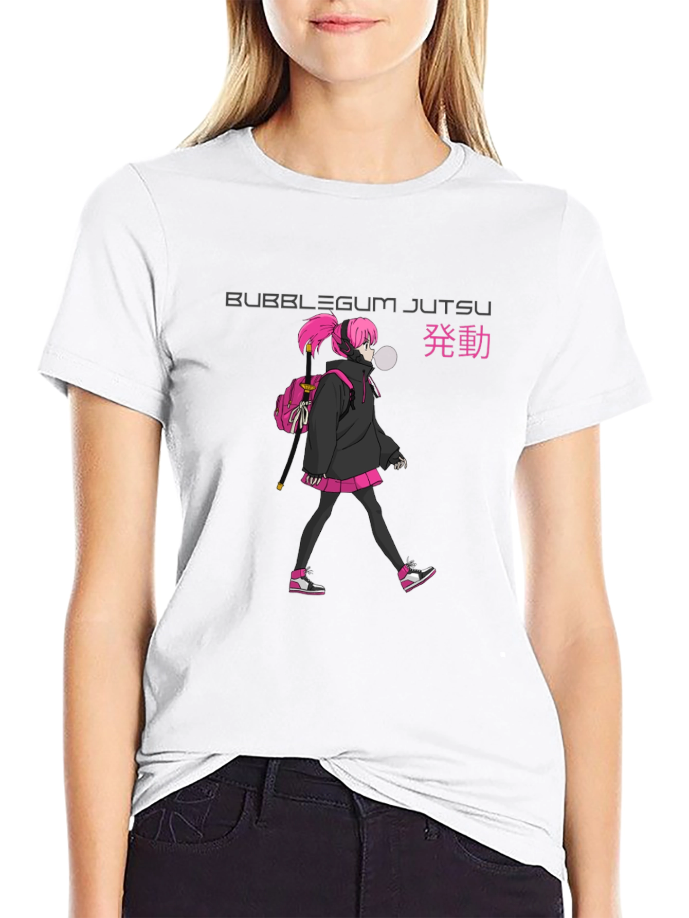 Bubblegum Jutsu Anime Style Black T-Shirt