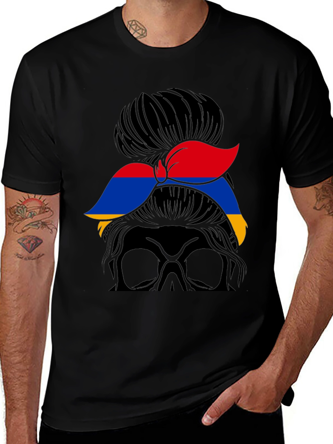 Armenian Flag Messy Bun T-Shirt - Armenia Pride
