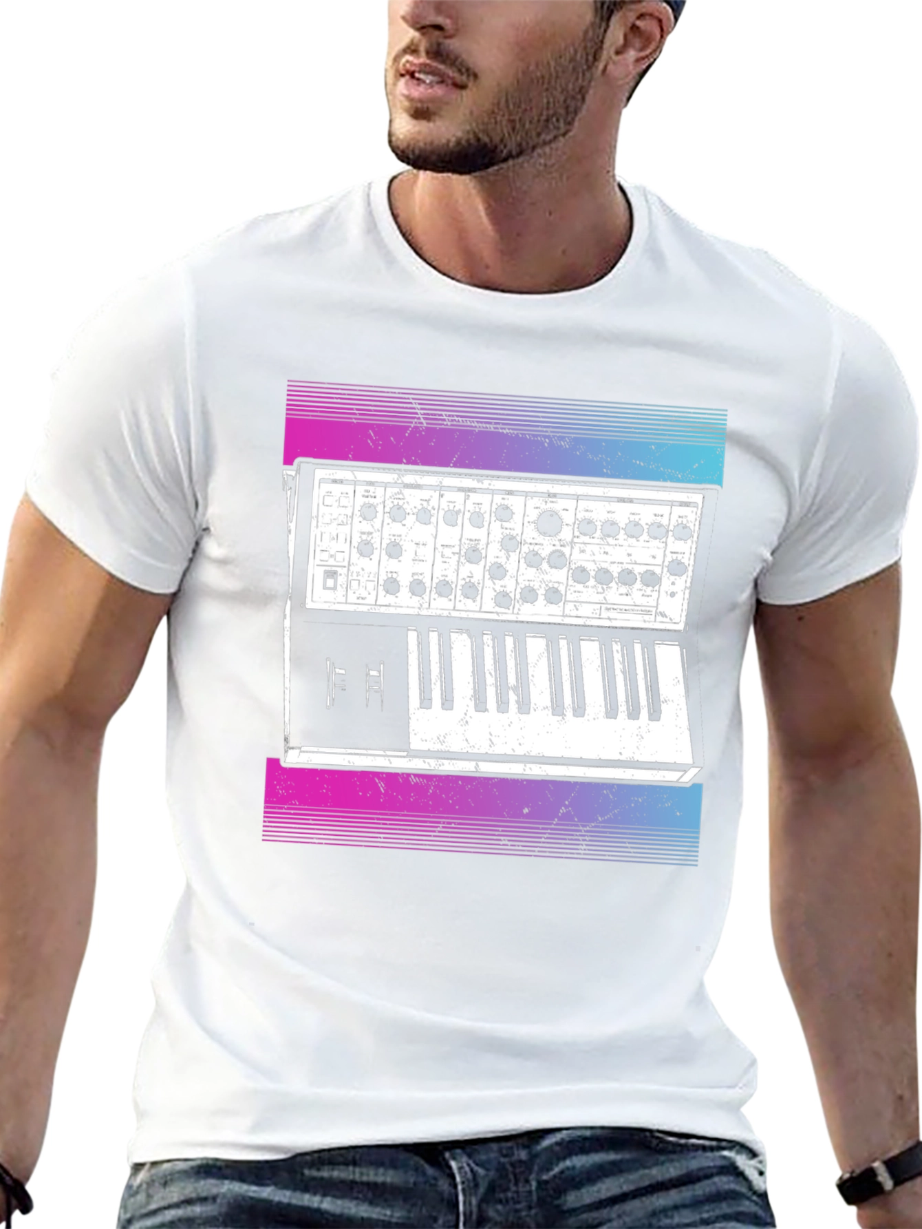 Retro Synthwave Keyboard T-Shirt - Musical Style