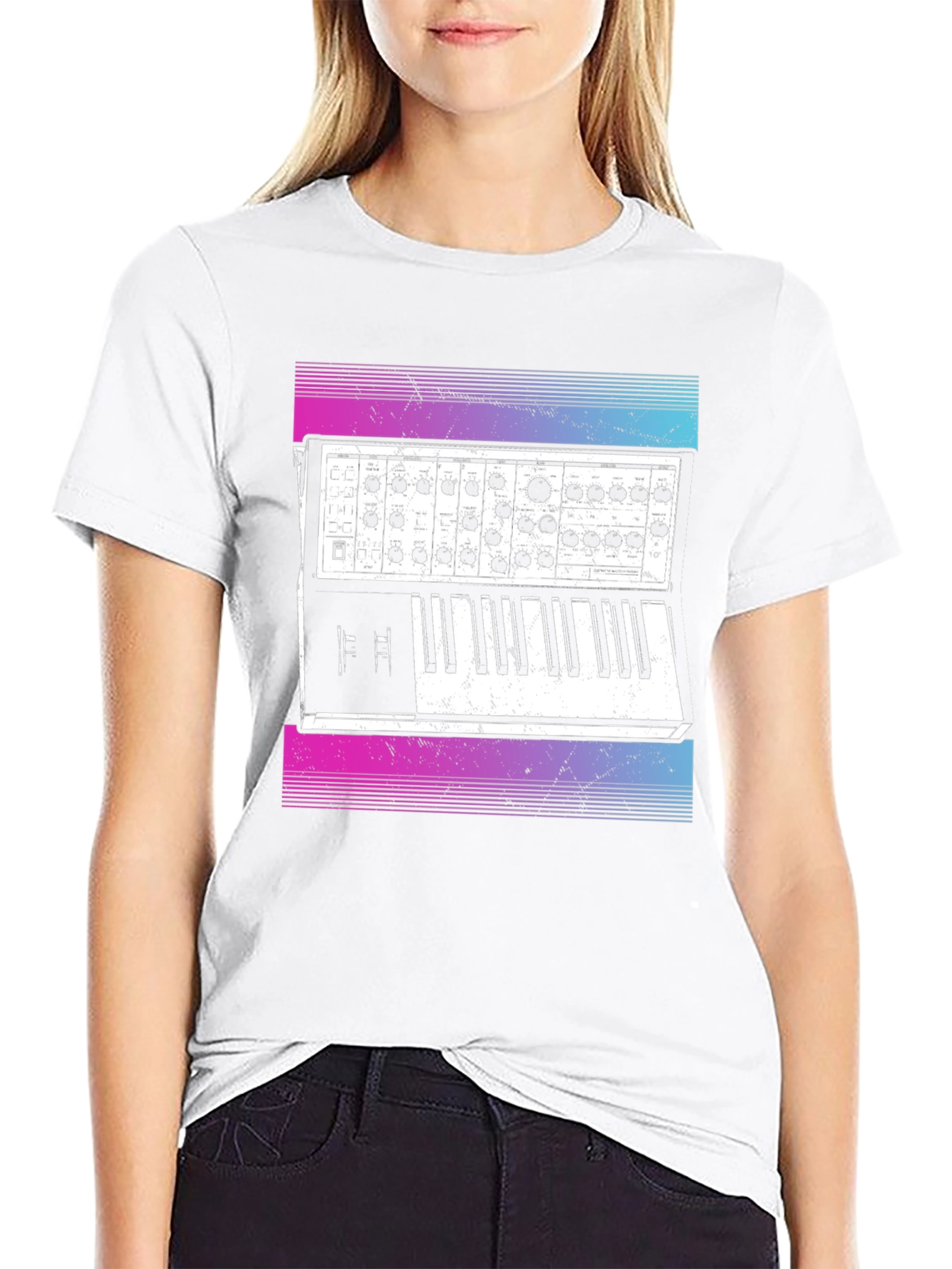 Retro Synthwave Keyboard T-Shirt - Musical Style