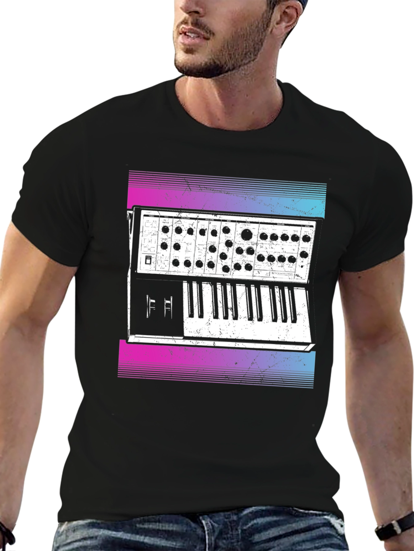 Retro Synthwave Keyboard T-Shirt - Musical Style