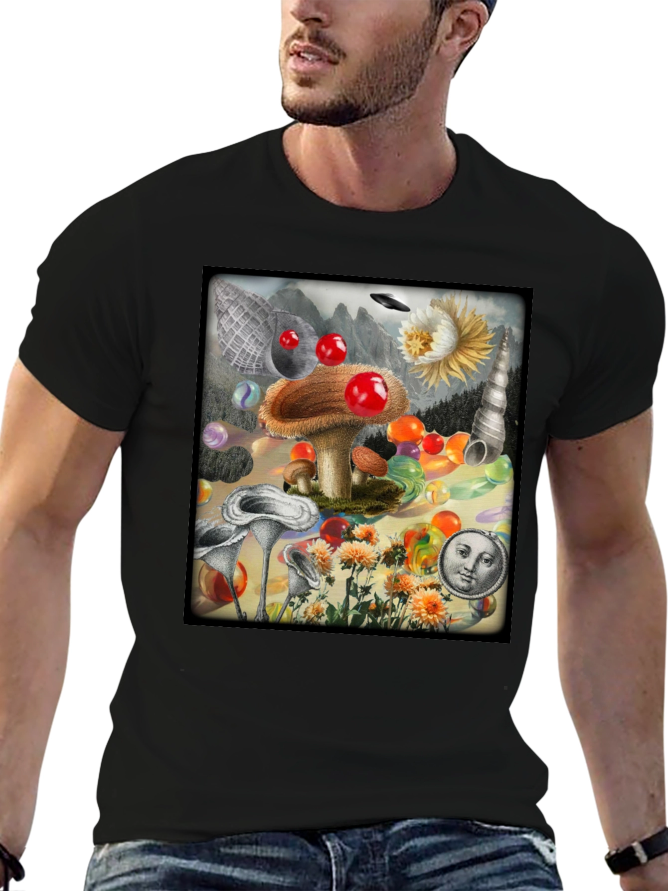 Surreal Mushroom Art Graphic Tee