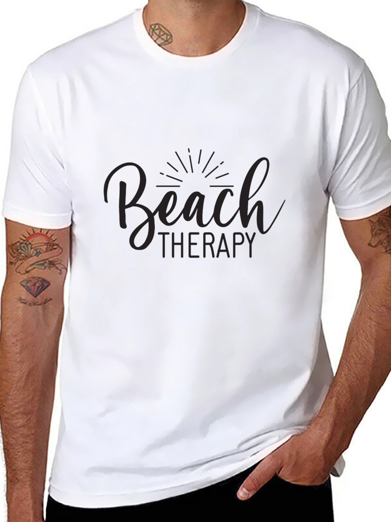 Beach Therapy Graphic Black T-Shirt