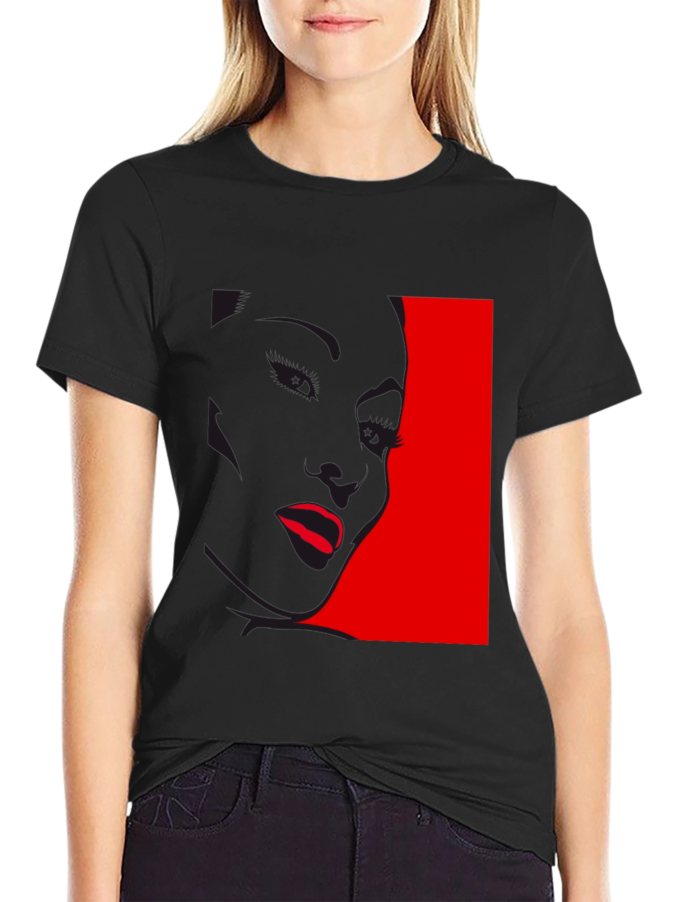 Bold Graphic Tee: Red Silhouette