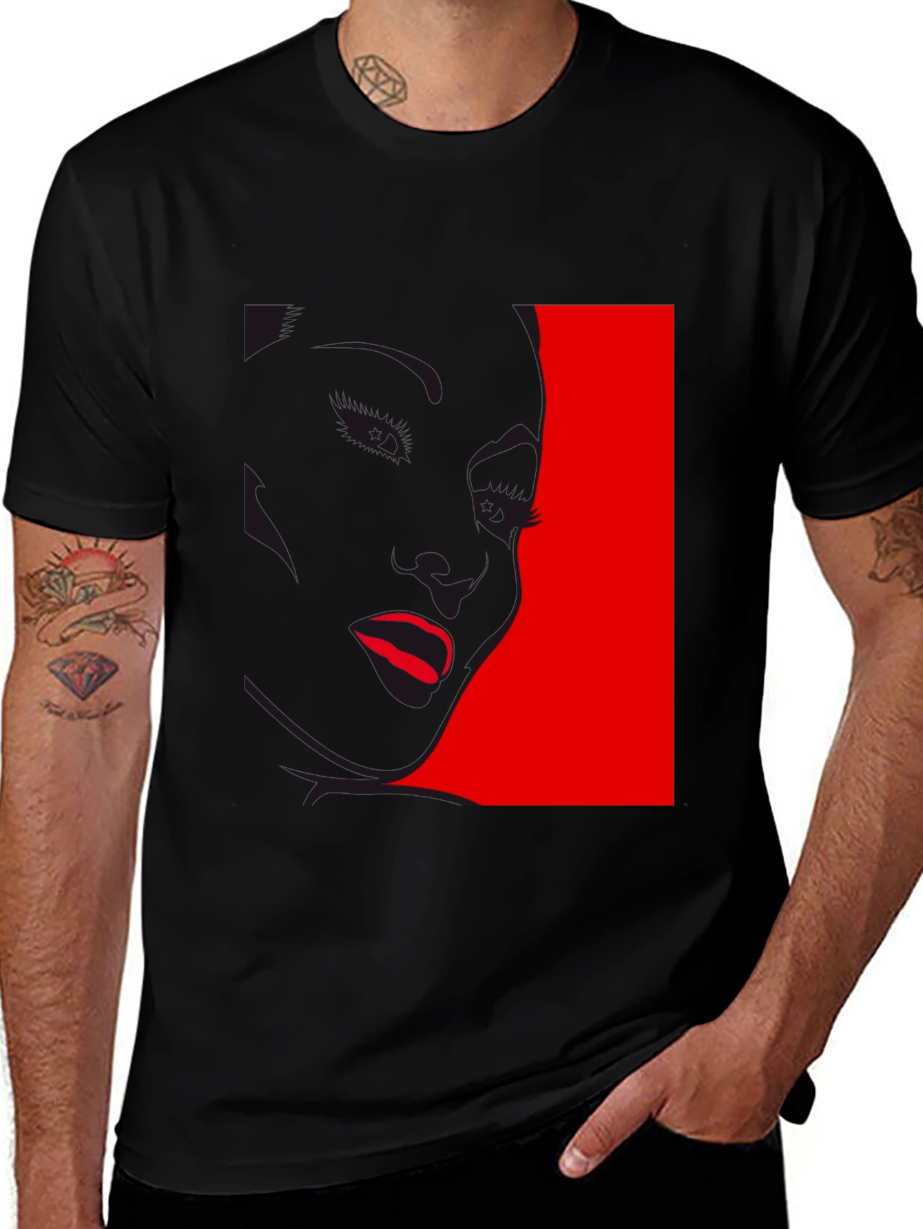 Bold Graphic Tee: Red Silhouette