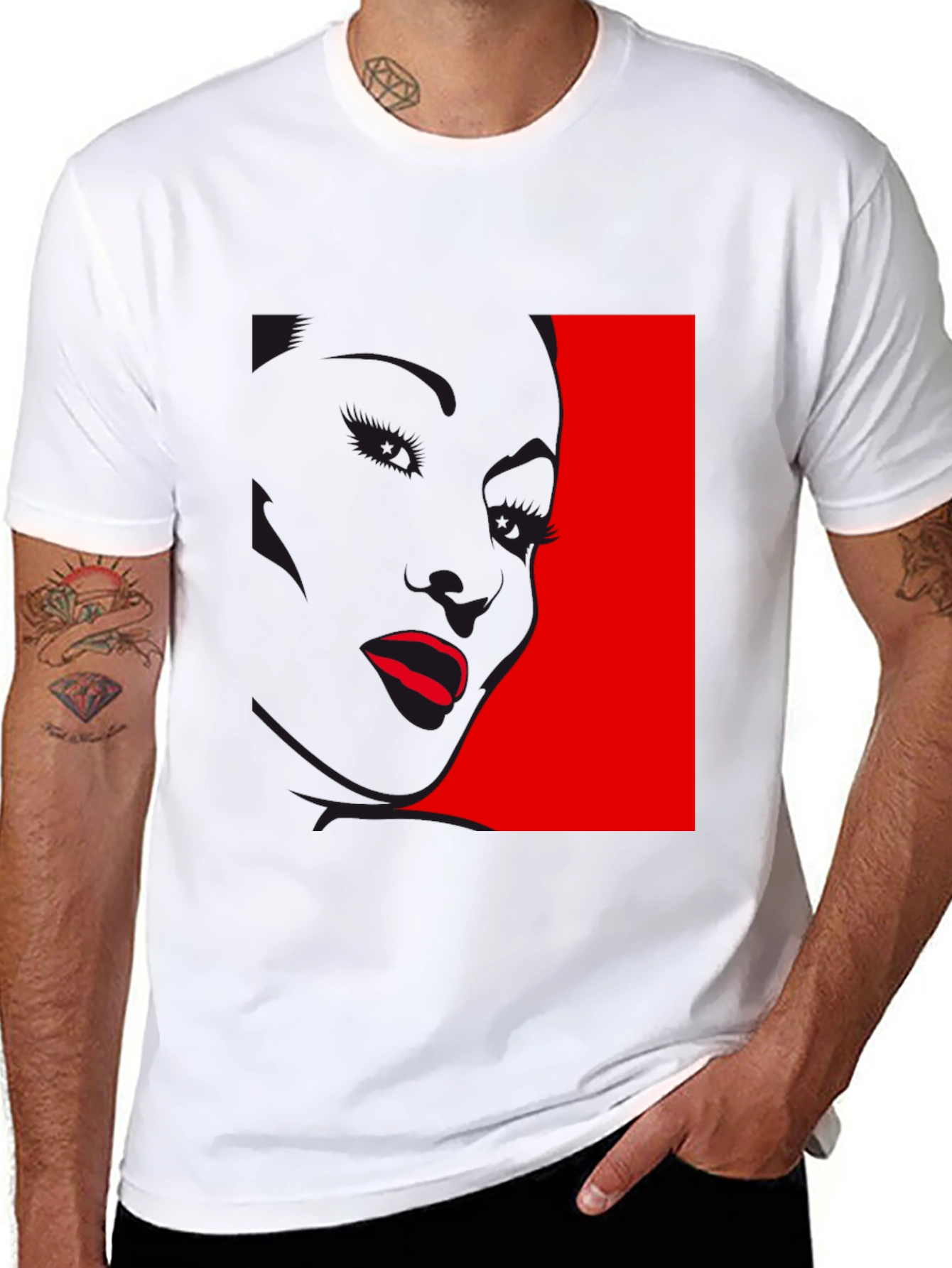 Bold Graphic Tee: Red Silhouette