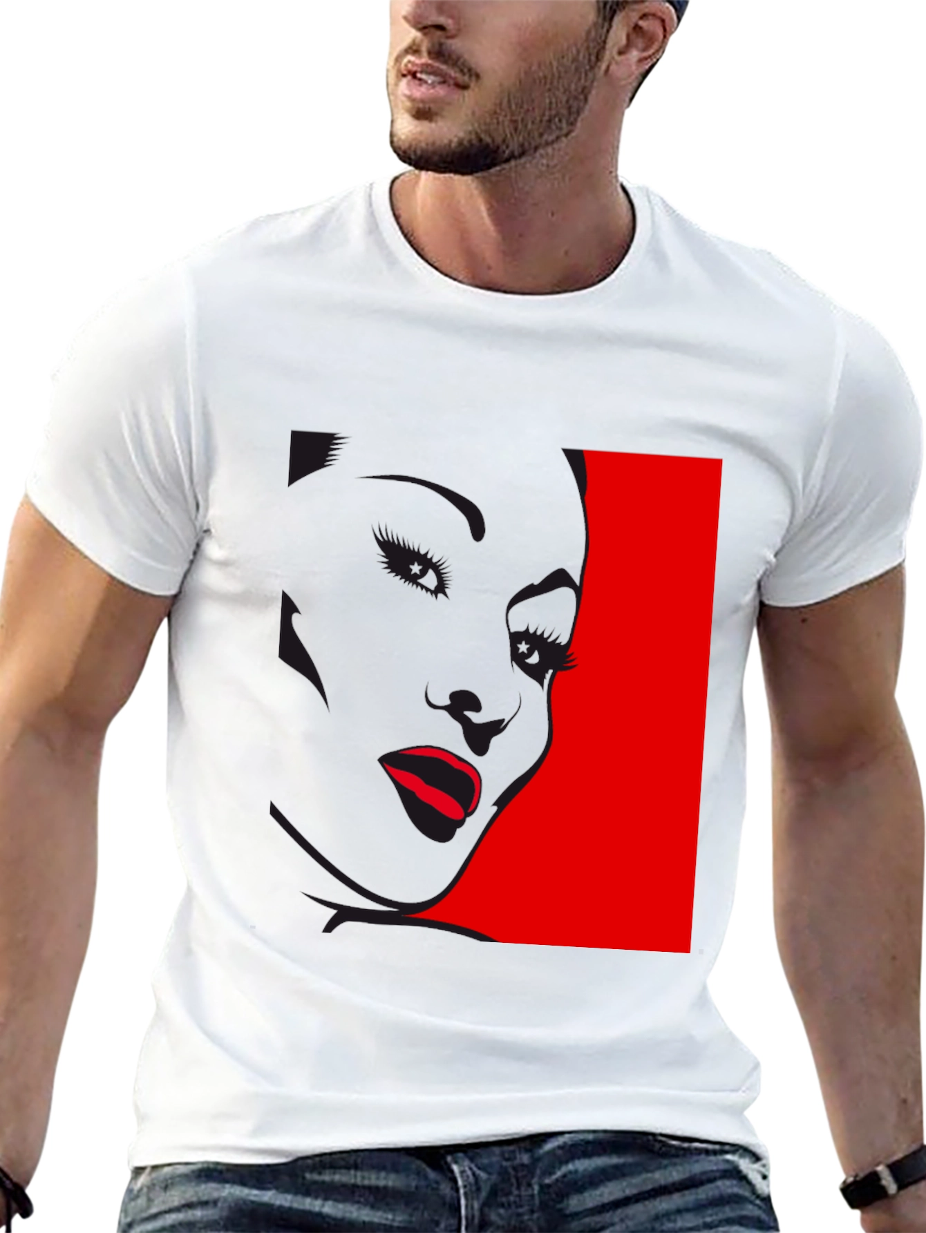 Bold Graphic Tee: Red Silhouette