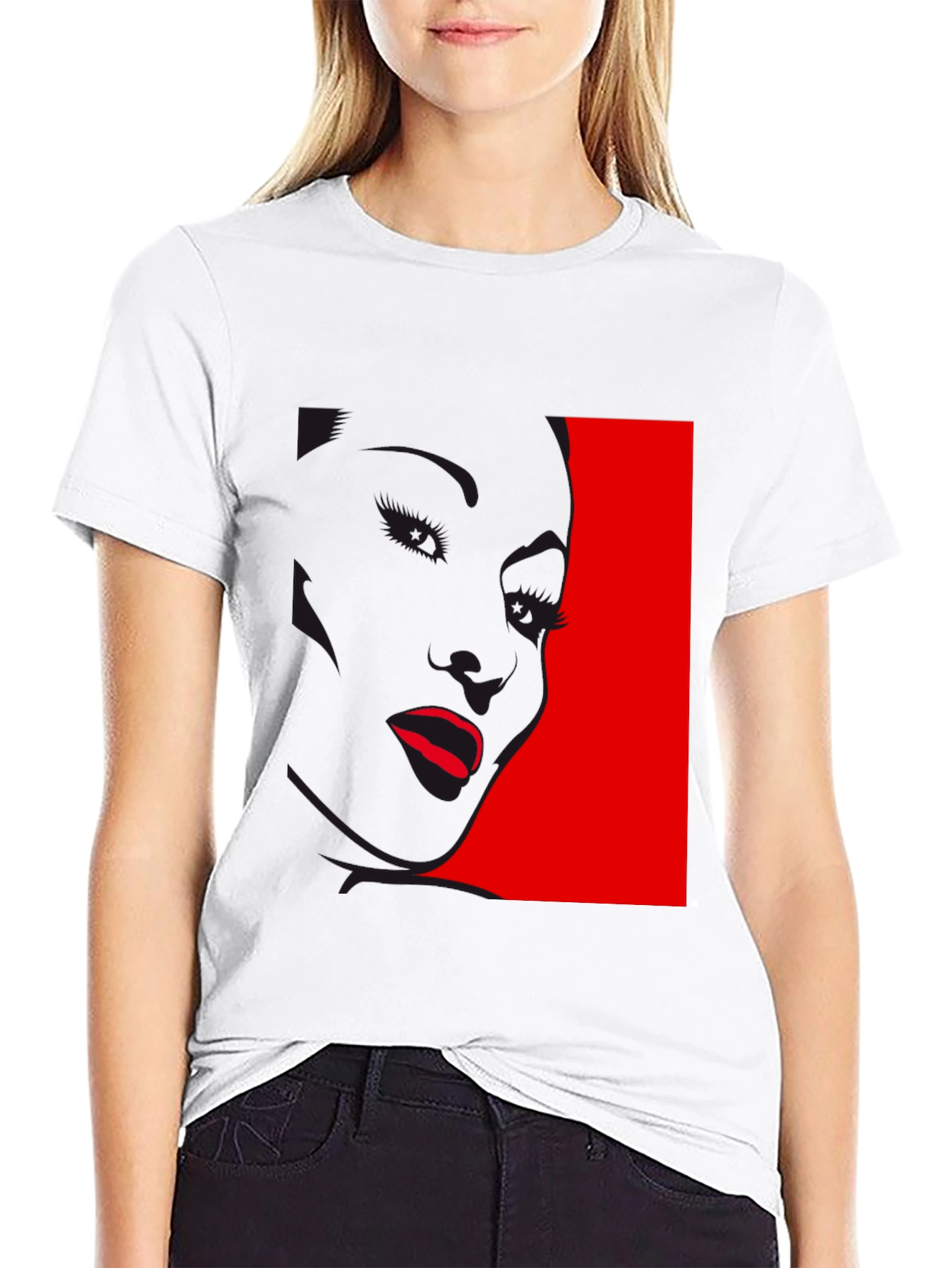 Bold Graphic Tee: Red Silhouette