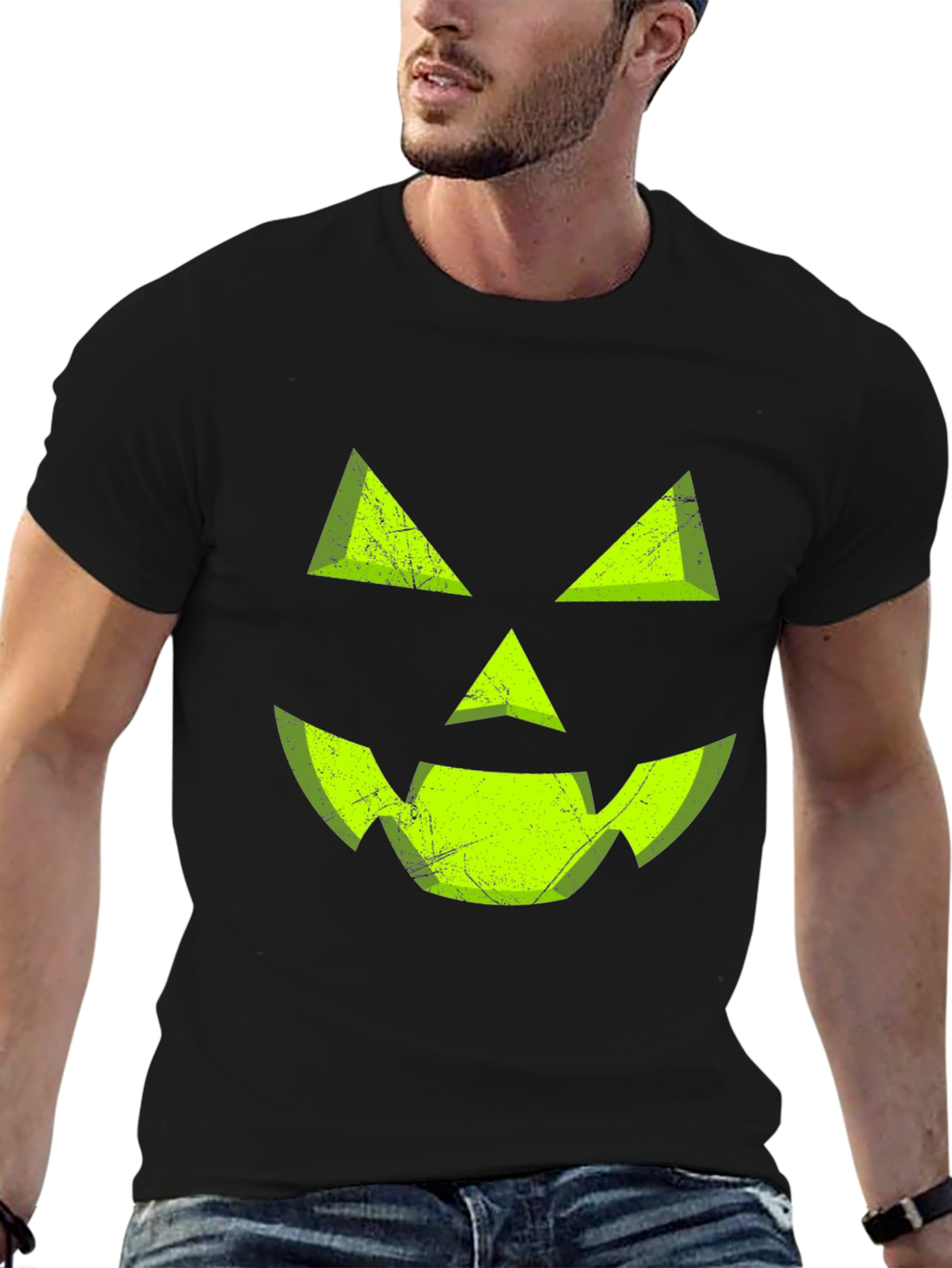 Halloween Pumpkin Face Black T-Shirt