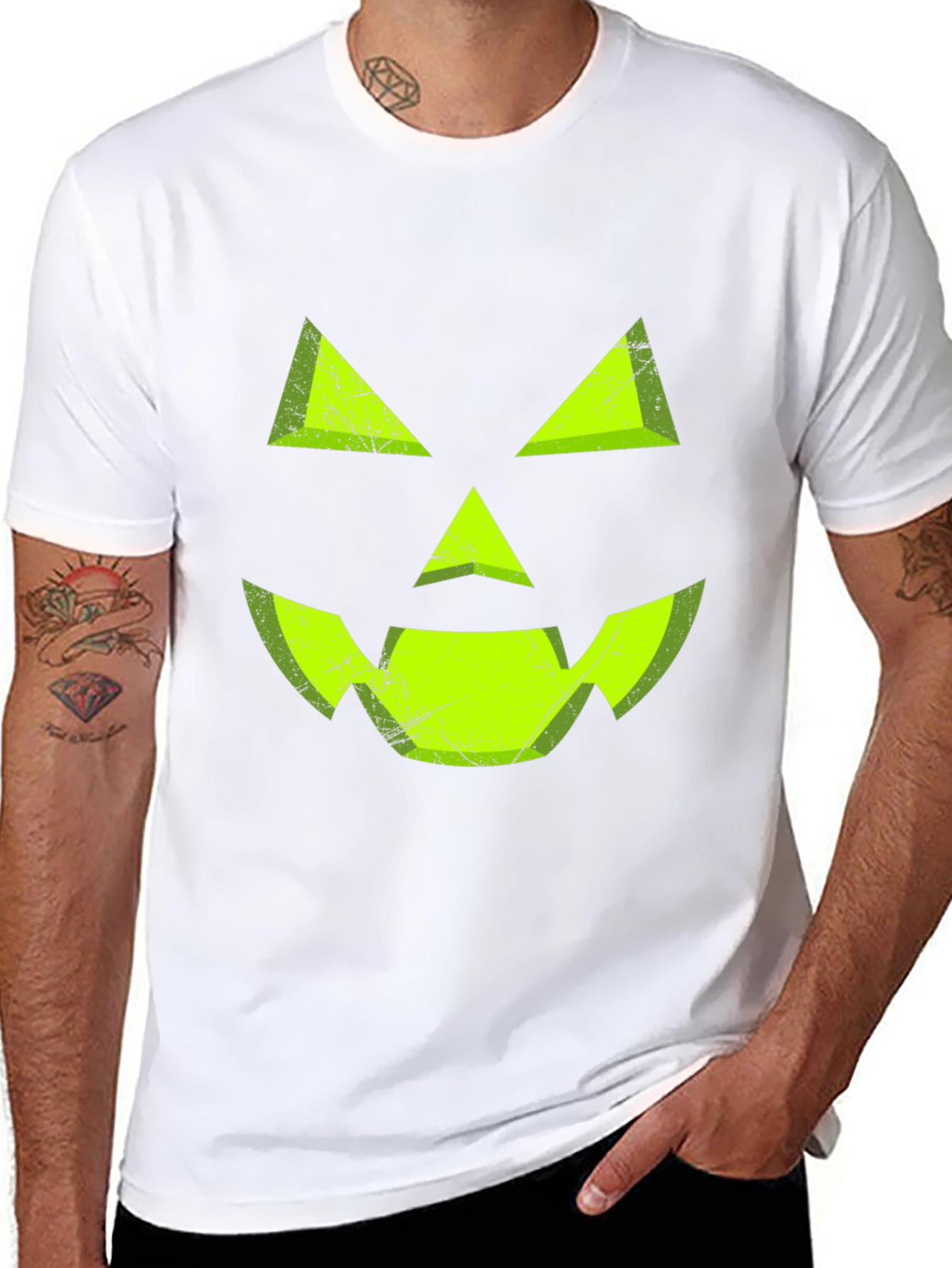 Halloween Pumpkin Face Black T-Shirt