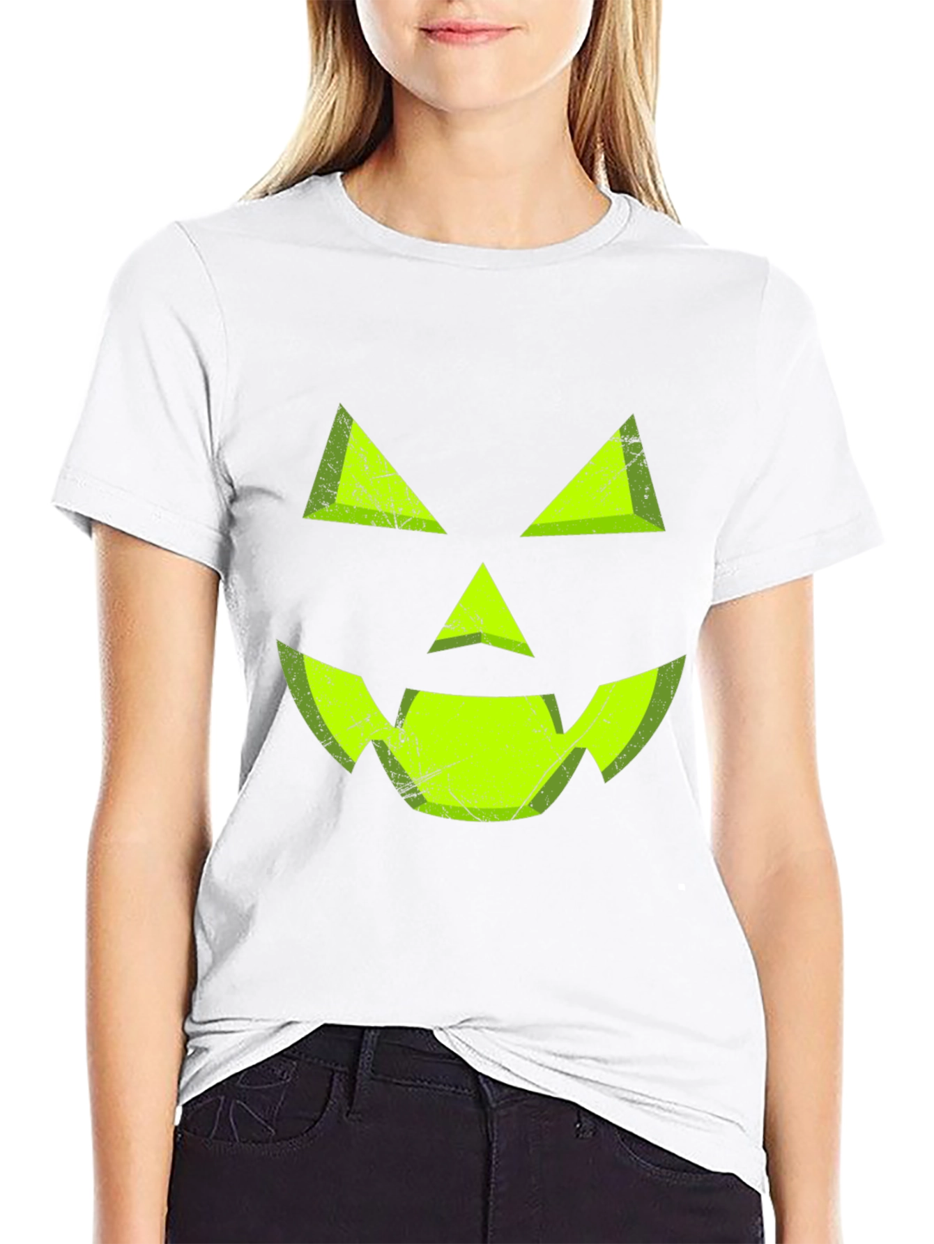 Halloween Pumpkin Face Black T-Shirt