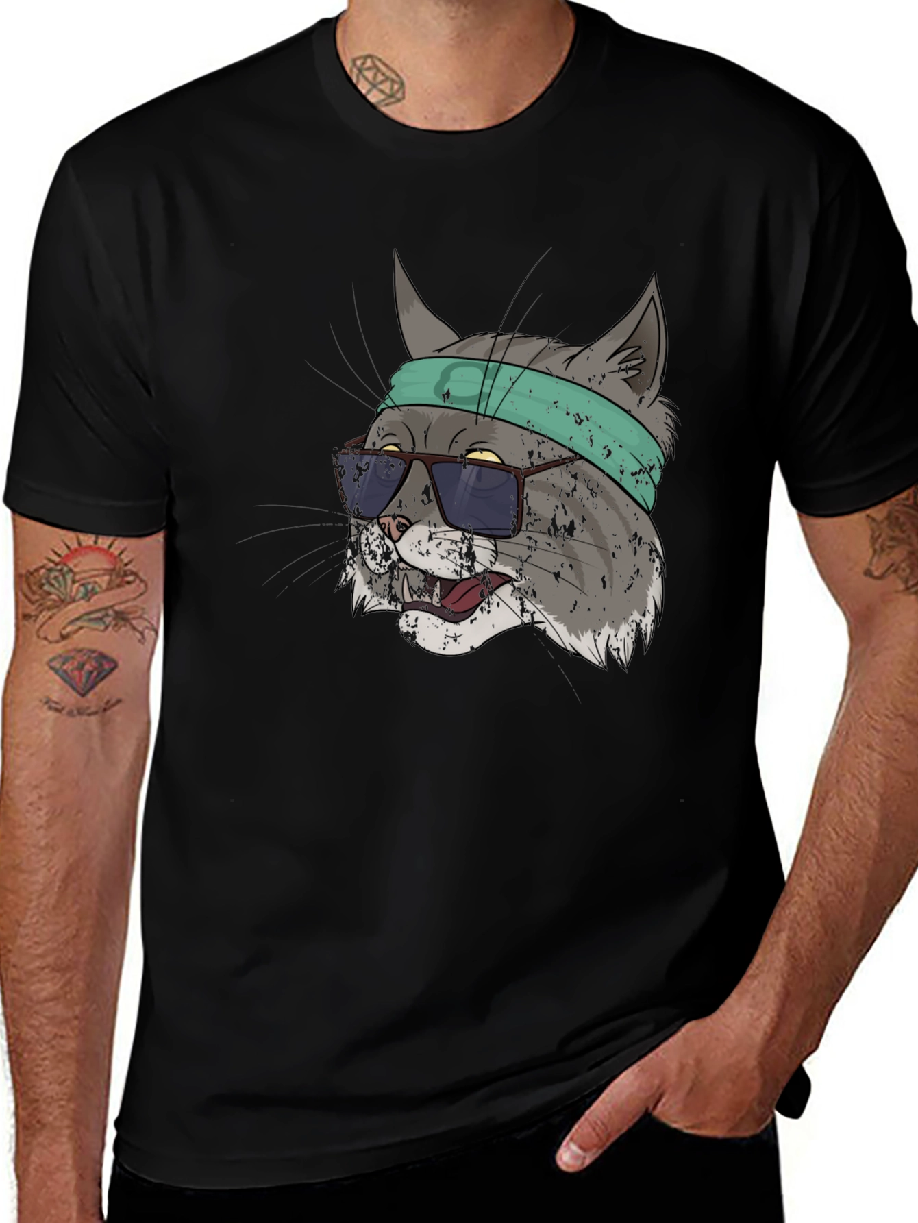 Cool Cat Graphic Tee - Unisex Black T-Shirt