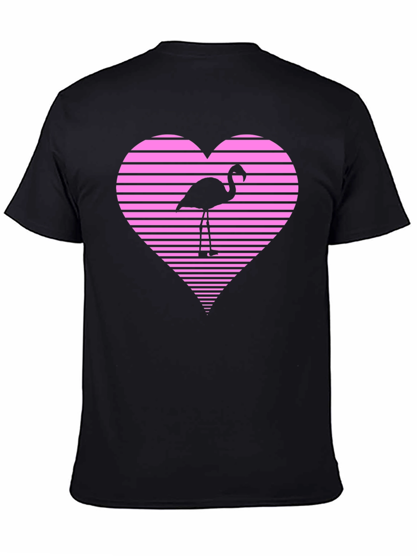 Flamingo Heart Graphic Tee - Black