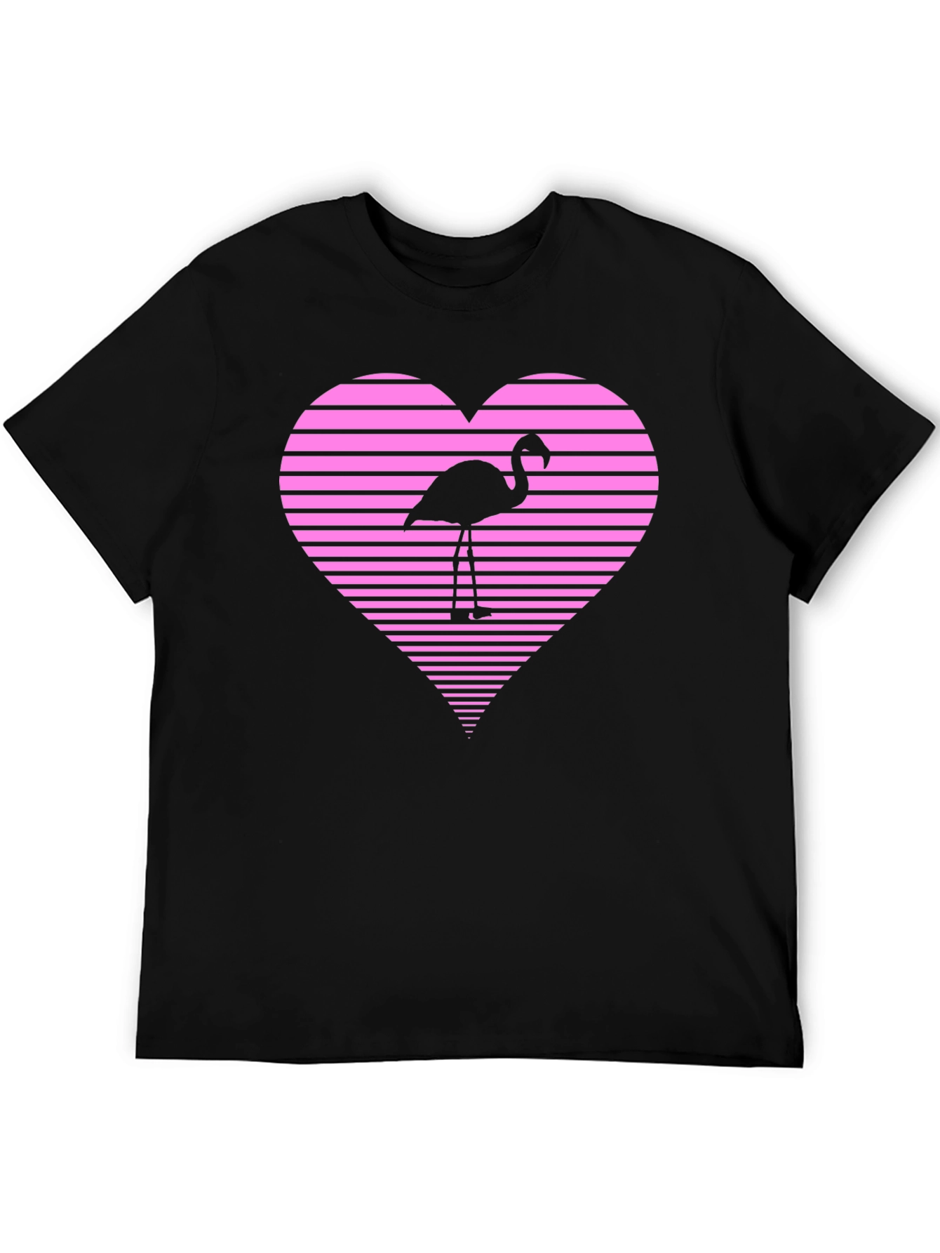 Flamingo Heart Graphic Tee - Black