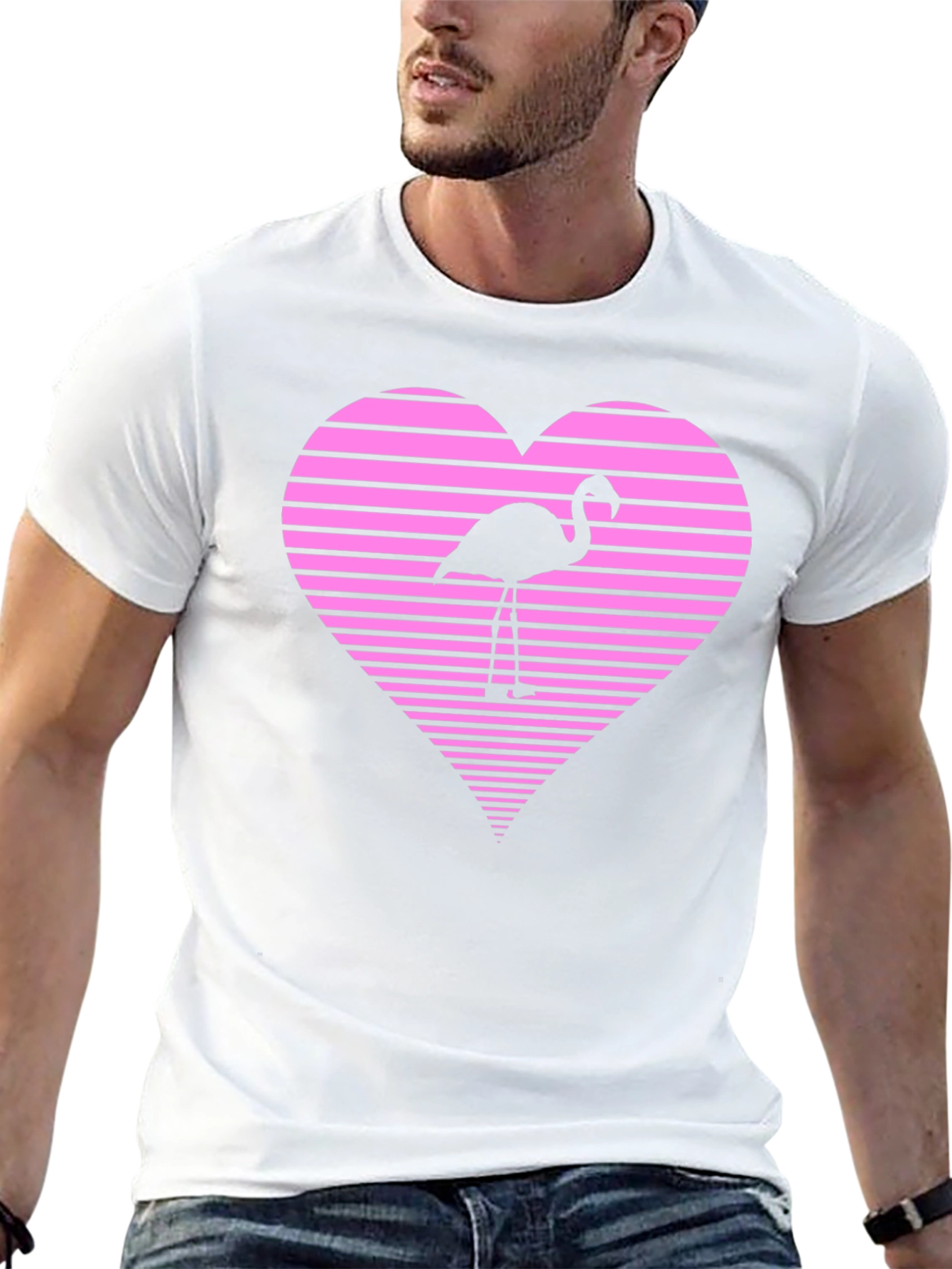 Flamingo Heart Graphic Tee - Black