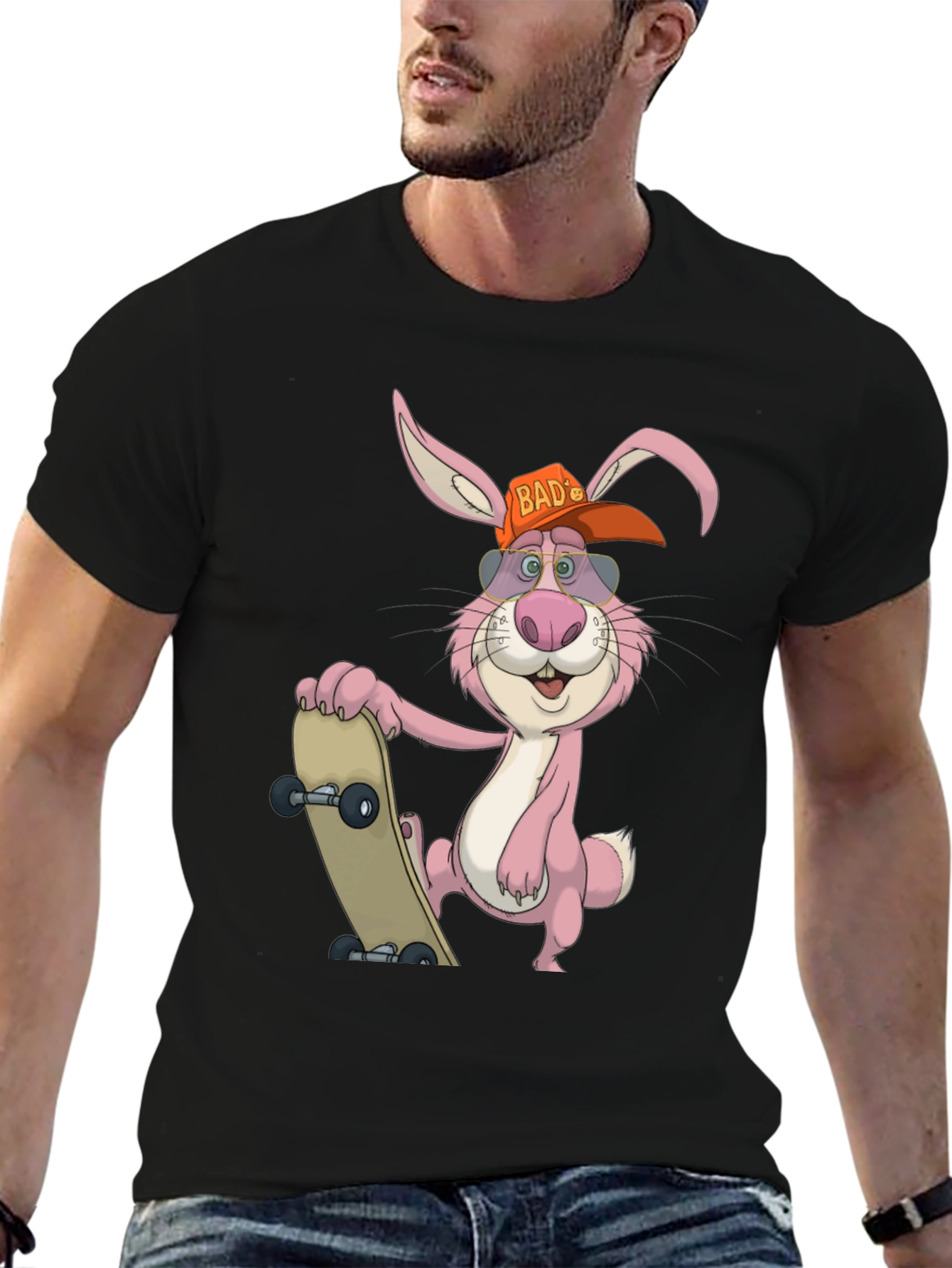 Skater Rabbit Graphic Tee - Cool Cartoon Style
