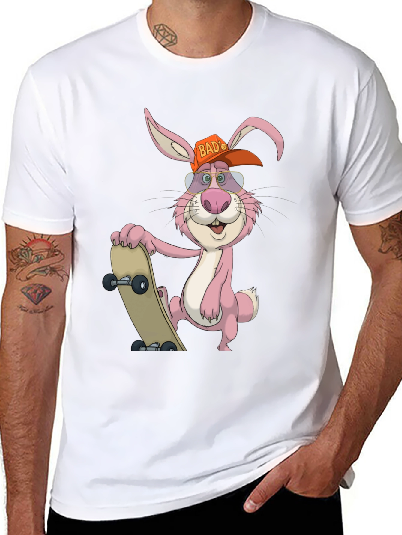 Skater Rabbit Graphic Tee - Cool Cartoon Style