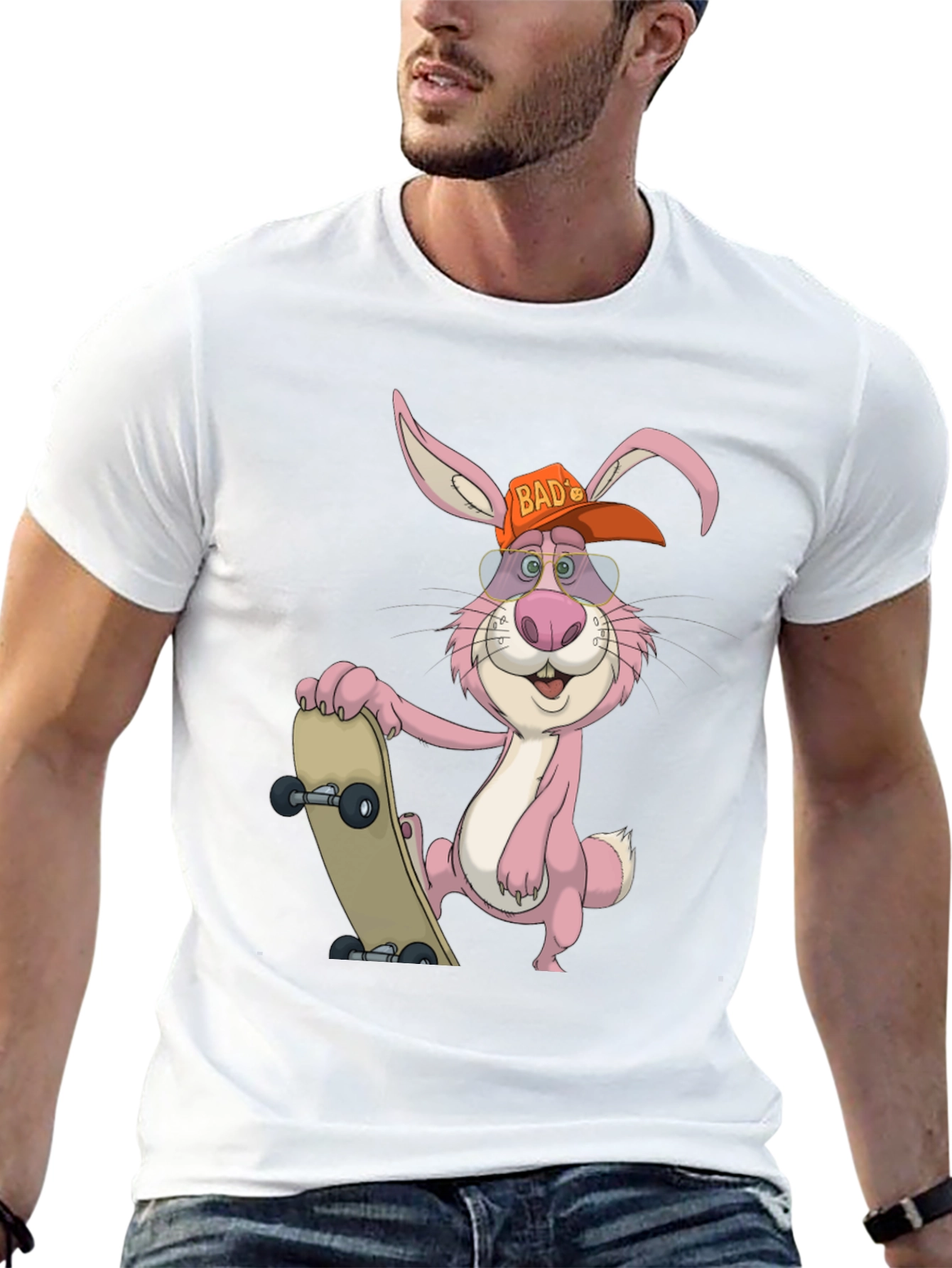 Skater Rabbit Graphic Tee - Cool Cartoon Style