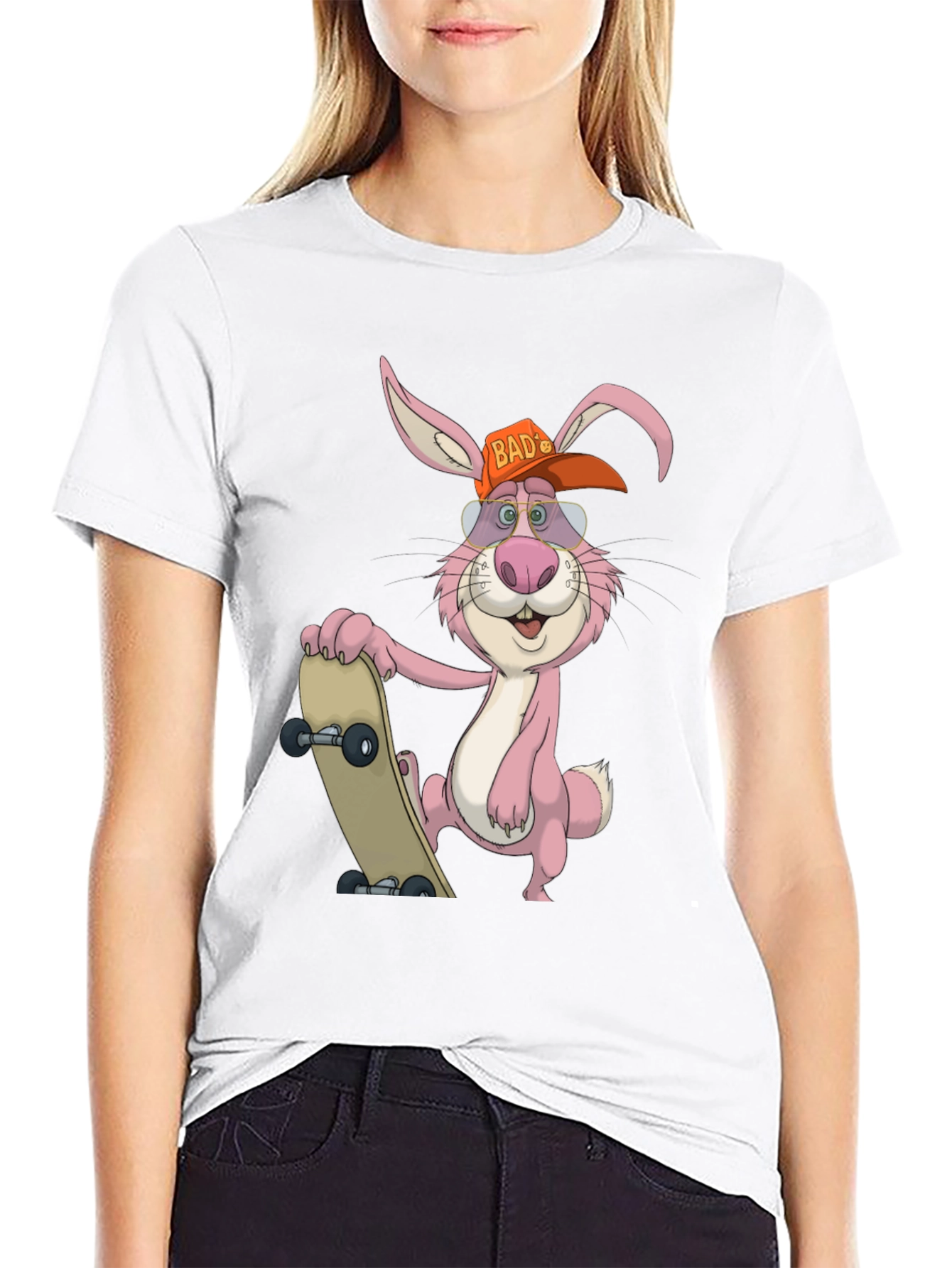 Skater Rabbit Graphic Tee - Cool Cartoon Style