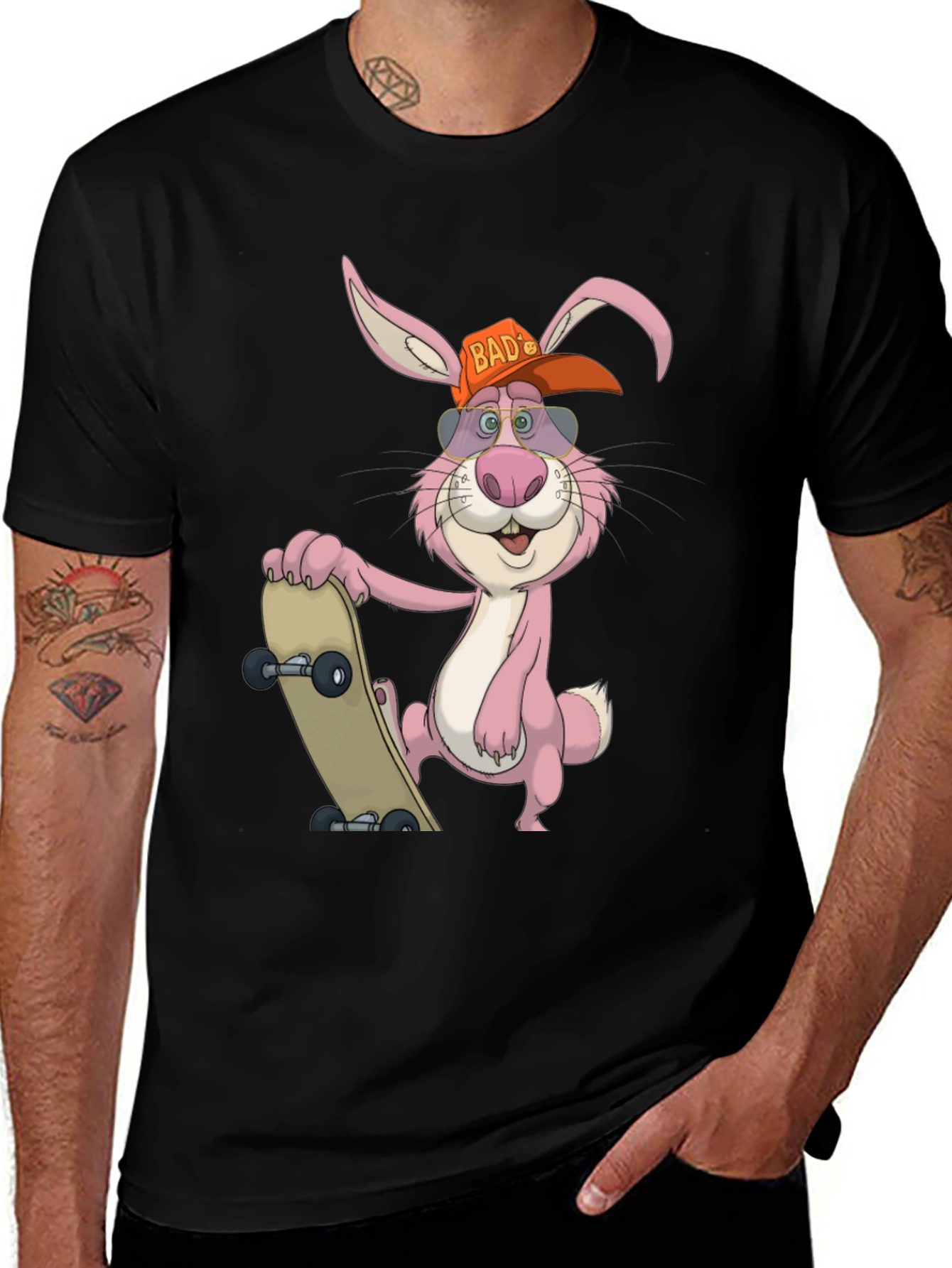 Skater Rabbit Graphic Tee - Cool Cartoon Style