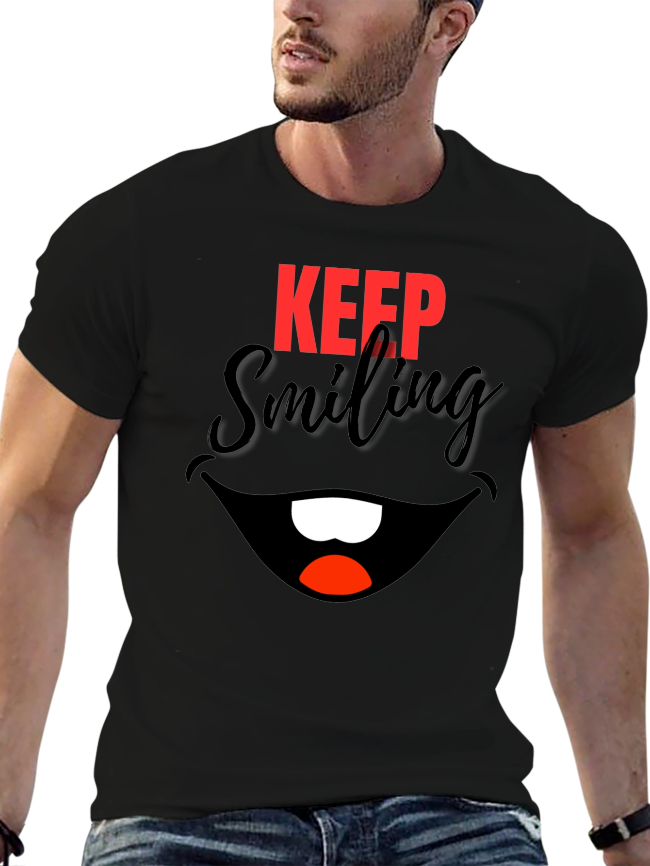 Keep Smiling Black Graphic Tee