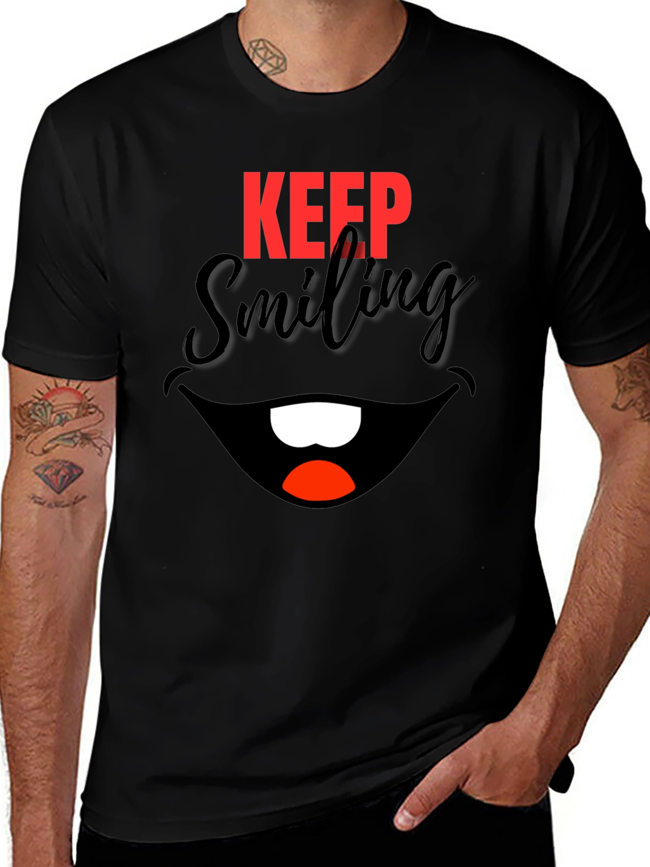 Keep Smiling Black Graphic Tee