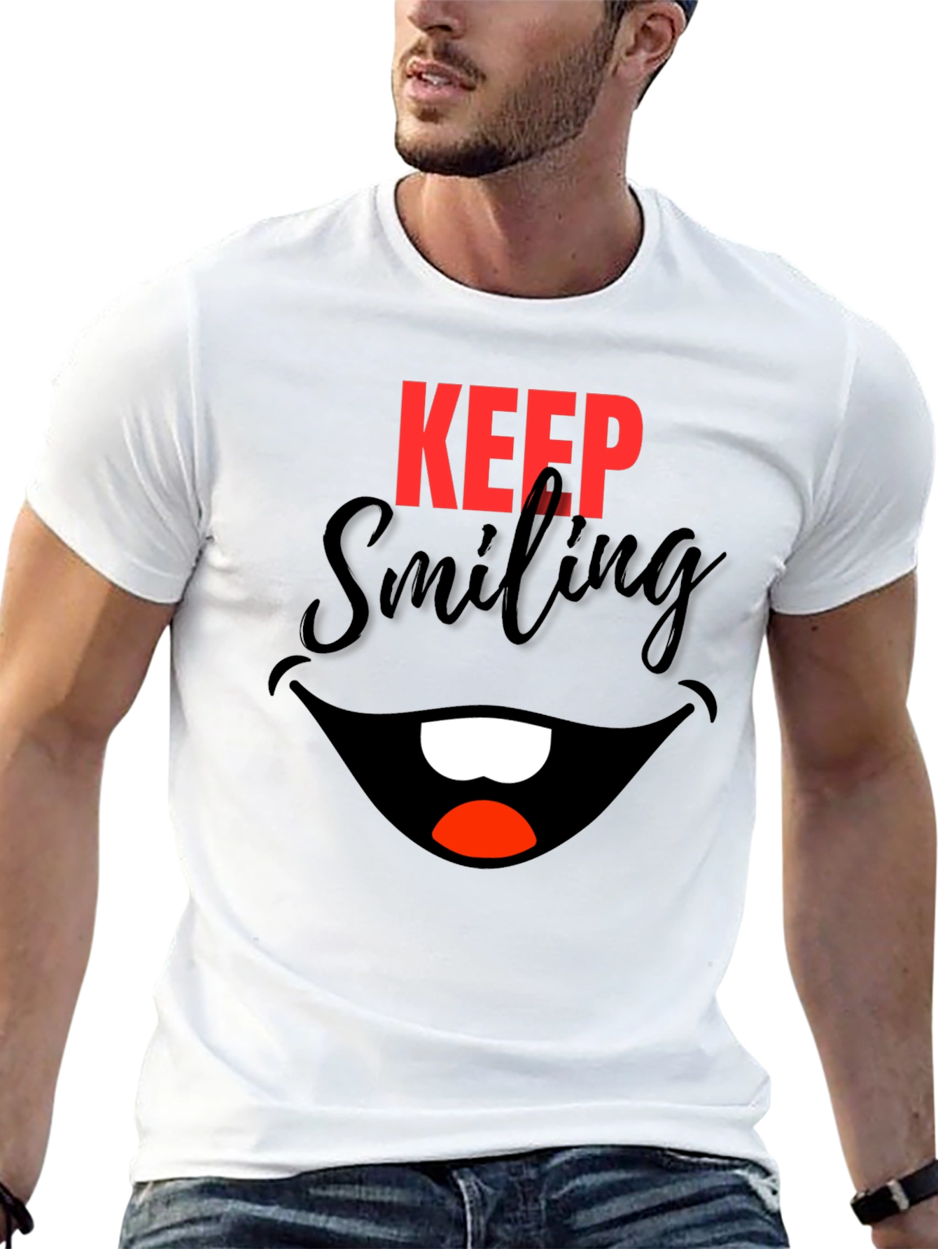 Keep Smiling Black Graphic Tee
