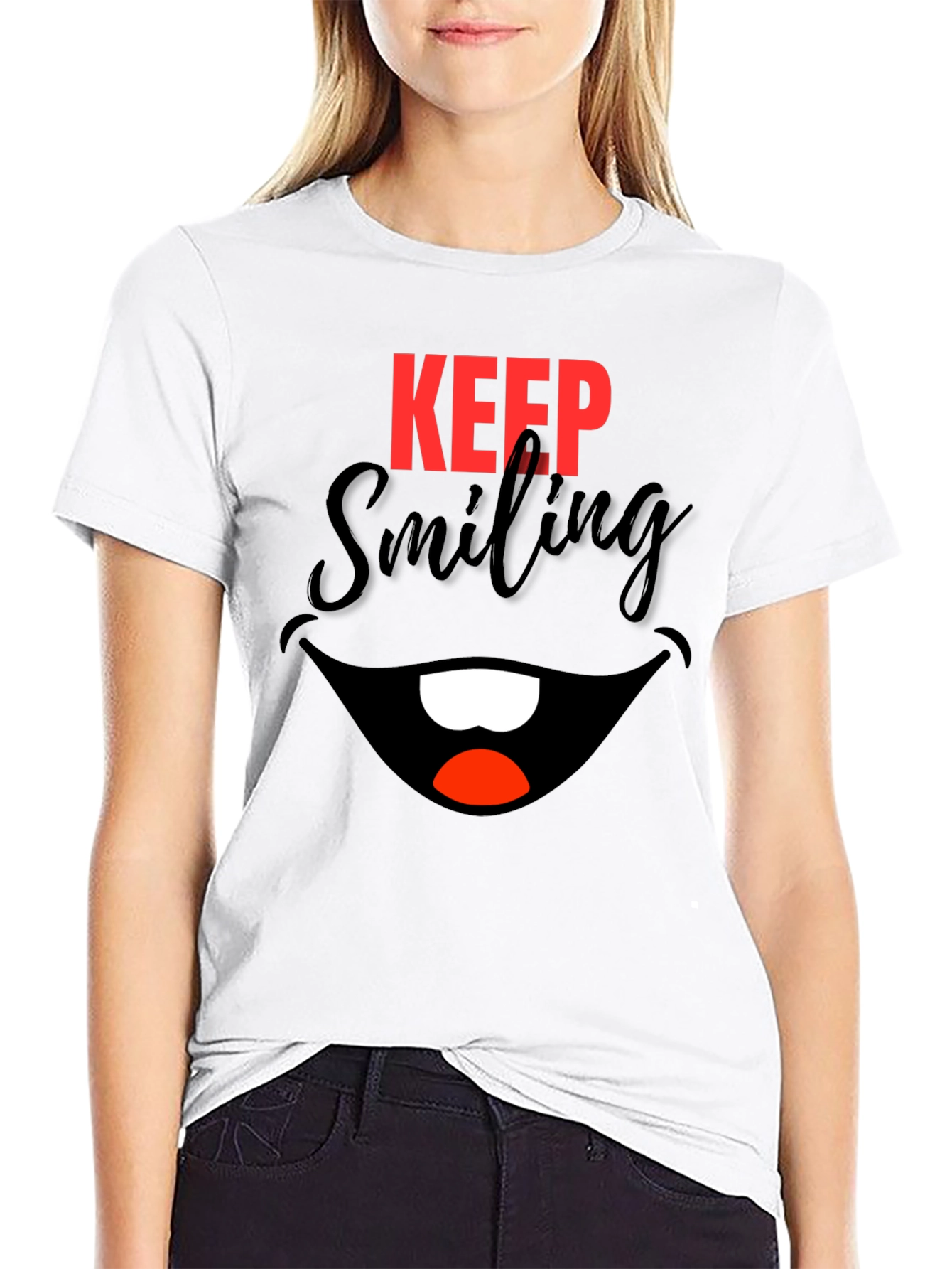 Keep Smiling Black Graphic Tee