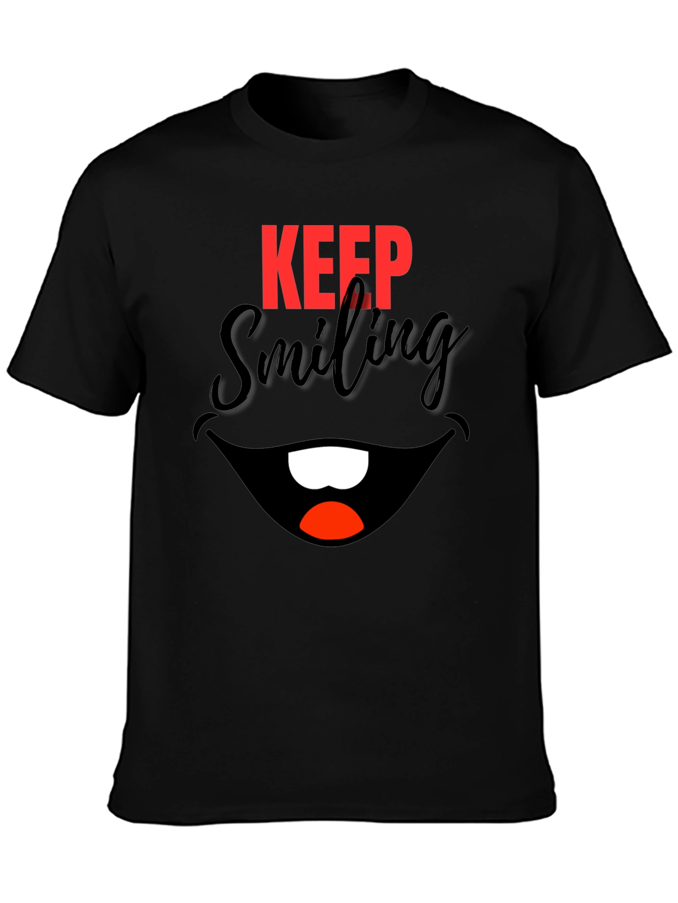 Keep Smiling Black Graphic Tee