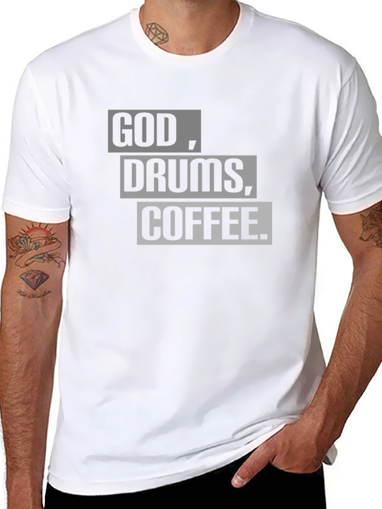 God Drums Coffee T-Shirt - Black