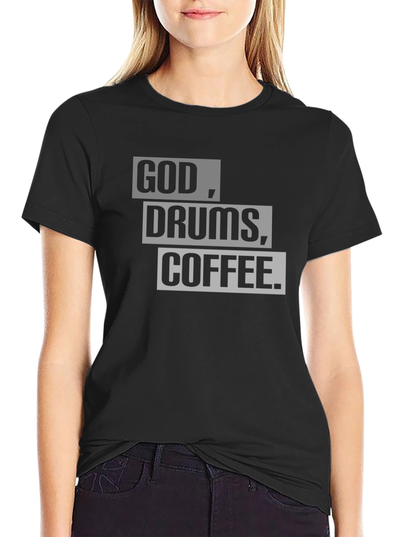God Drums Coffee T-Shirt - Black