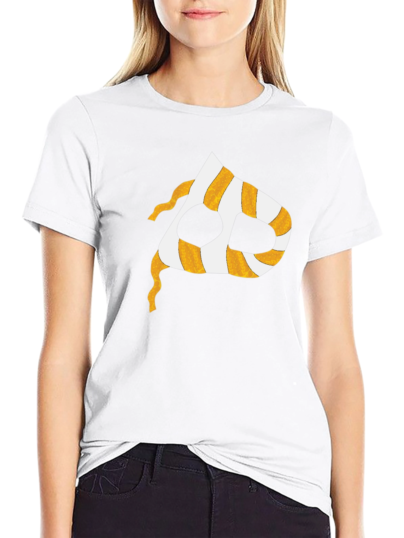Striped Mask Graphic T-Shirt - Black
