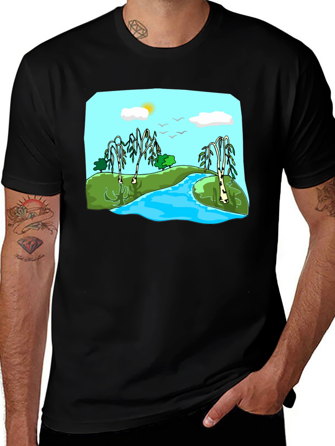 Scenic River Landscape Graphic Tee