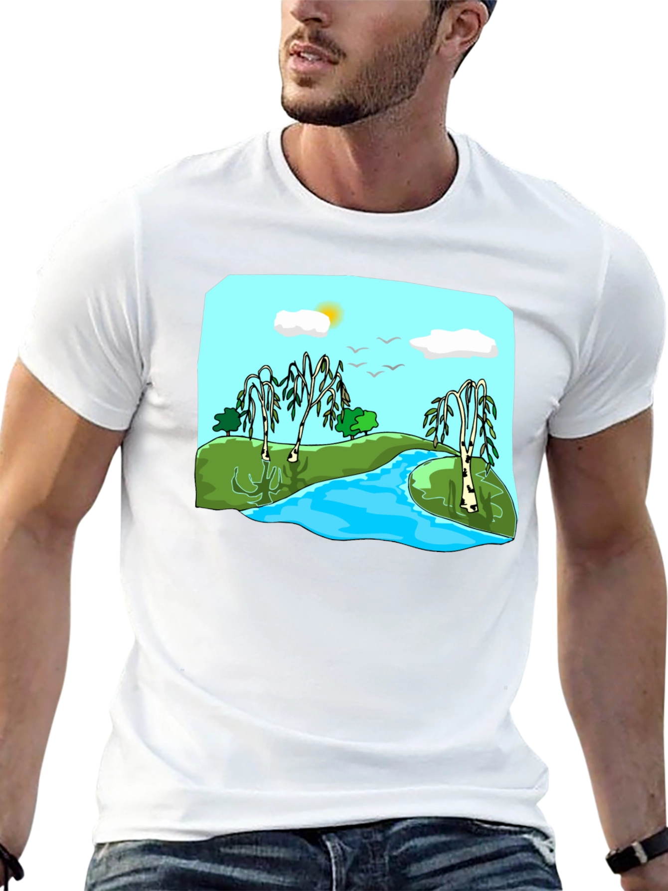 Scenic River Landscape Graphic Tee